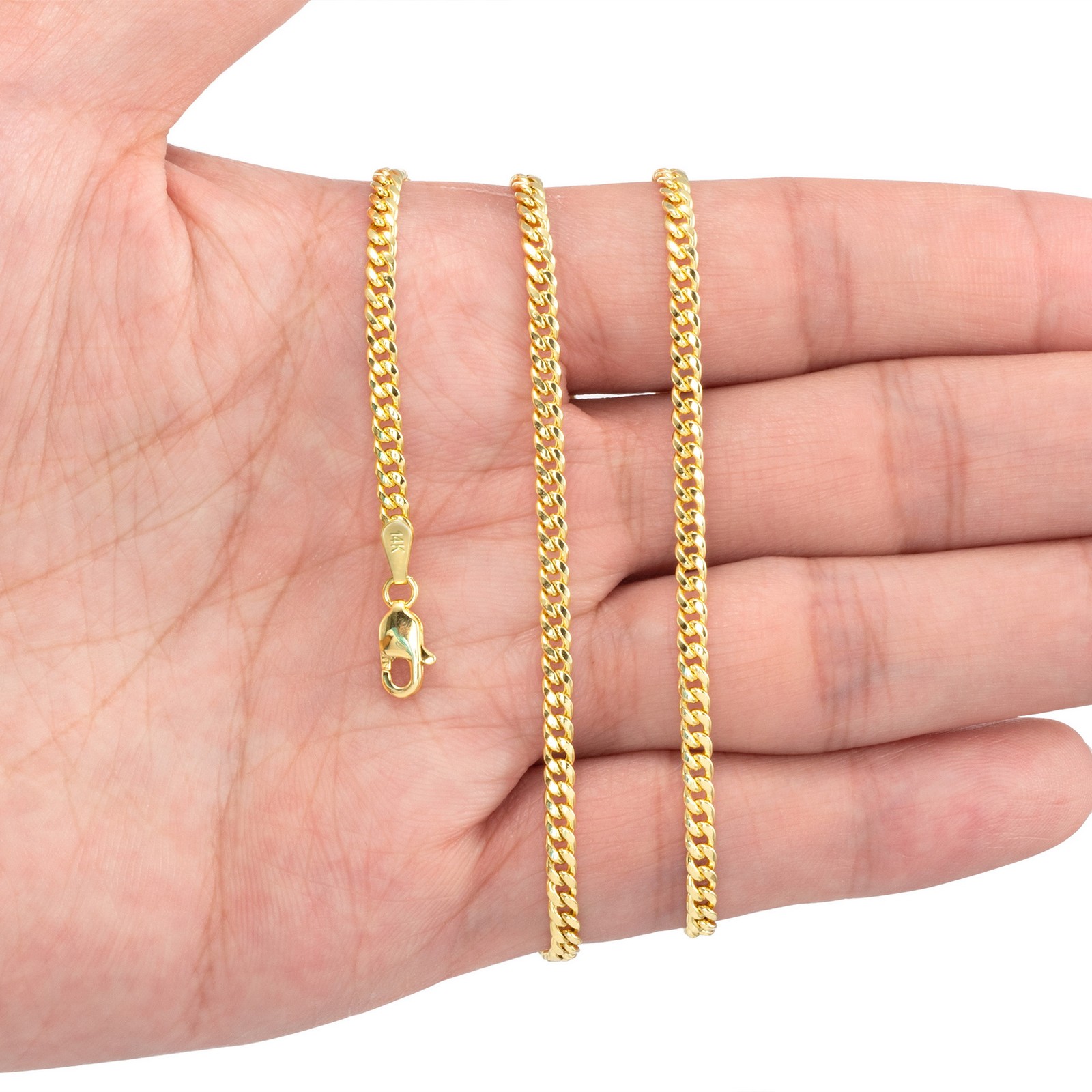14K Yellow Gold 3mm Miami Cuban Link Chain Bracelet Men Women 7″ 7.5″ 8″ 8.5″ 9″