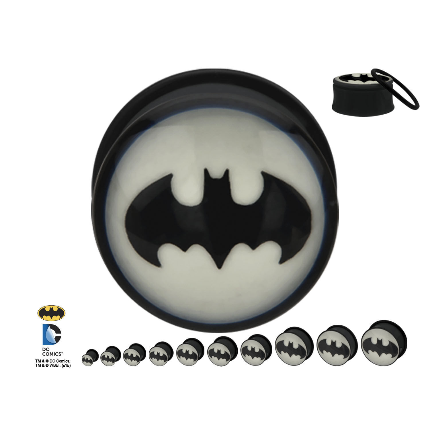 PAIR-Batman DC Comics Glow Acrylic Single Flare Ear Plugs 22mm/7/8″ Gauge Body J