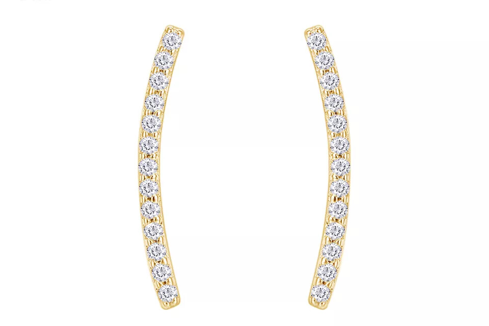 1/5ct Round Moissanite Ear Crawler Cuff Jacket Climber Earrings Sterling Silver
