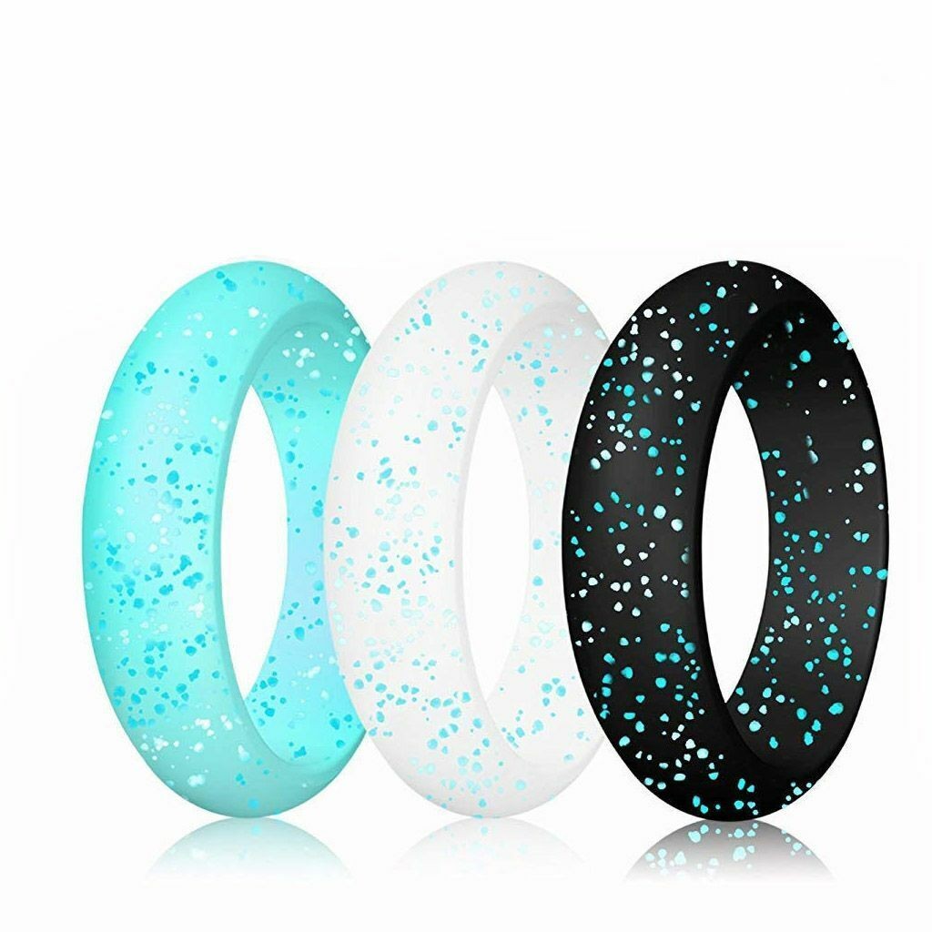 Women 10PCS Silicone Wedding Ring Thin Durable Stackable Comfortable Rubber Band