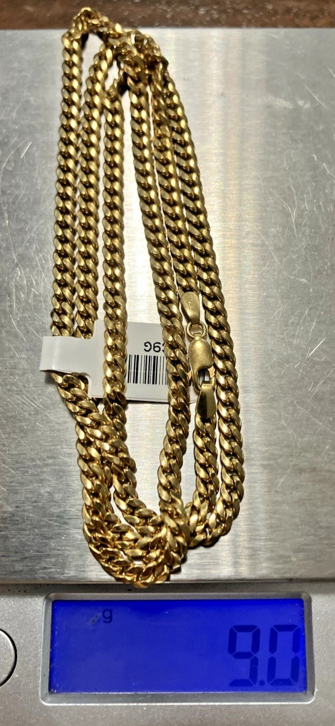 10kt Real Gold Cuban Link Semi-Solid Chain 9grams 3.5mm 24” EG Brand NWT 10K