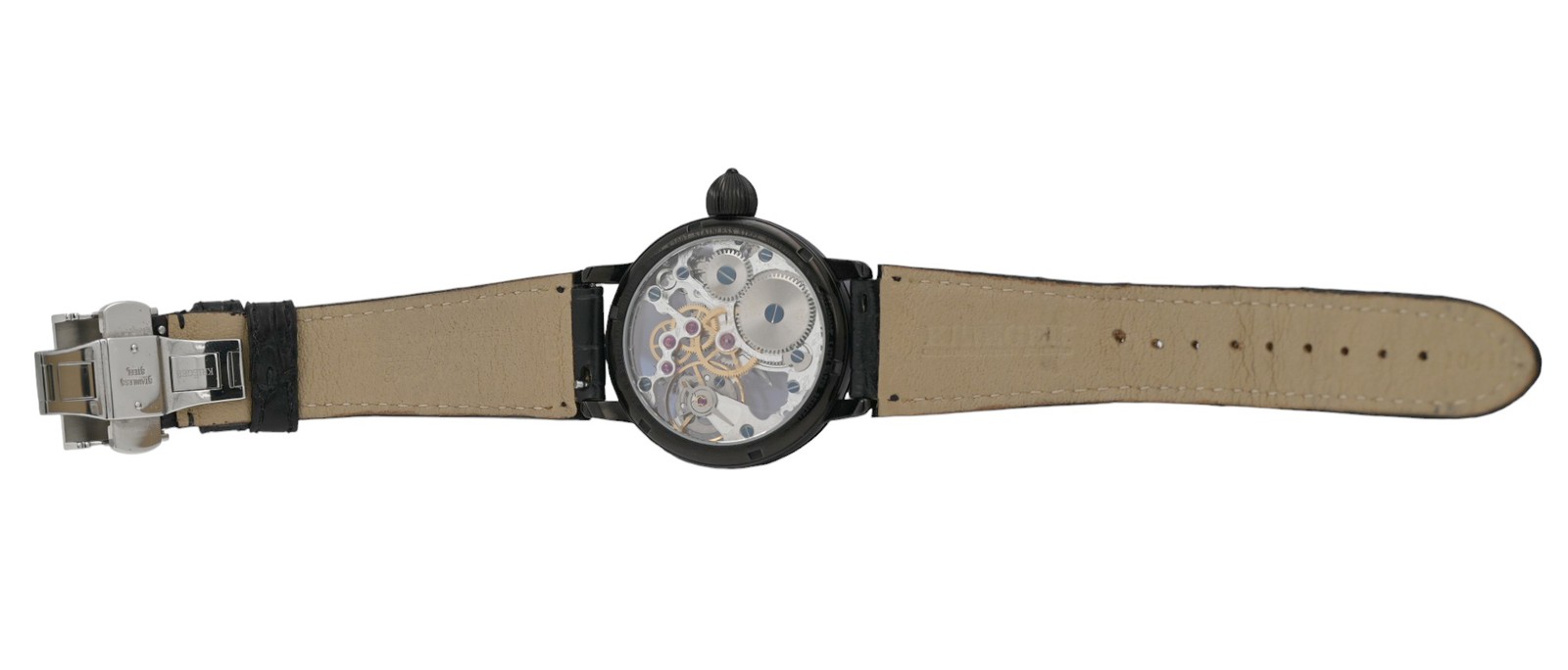 Krieger Gigantium K7007 Skeleton Black PVD Steel 43MM Men’s Manual Winding
