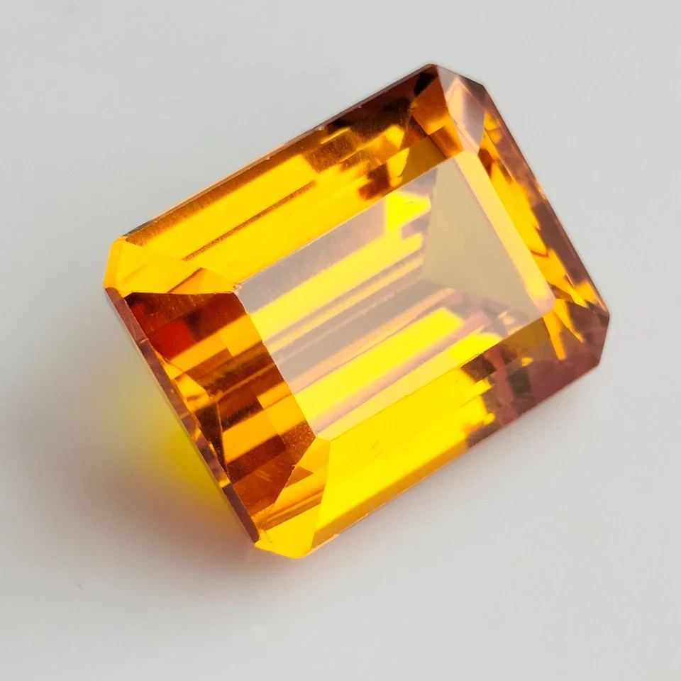 25.20 Ct Natural Fanta Orange Sapphire Emerald Cut Certified Gemstone Sri Lanka