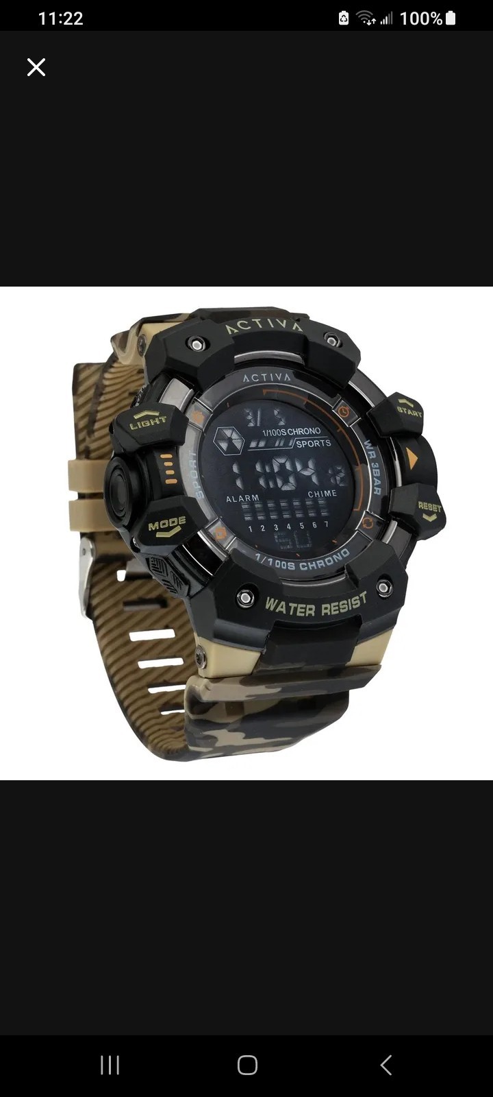 Activa Armour X Invicta Men’s 50mm Camouflage Khaki Digital Watch ACW8050MC-001