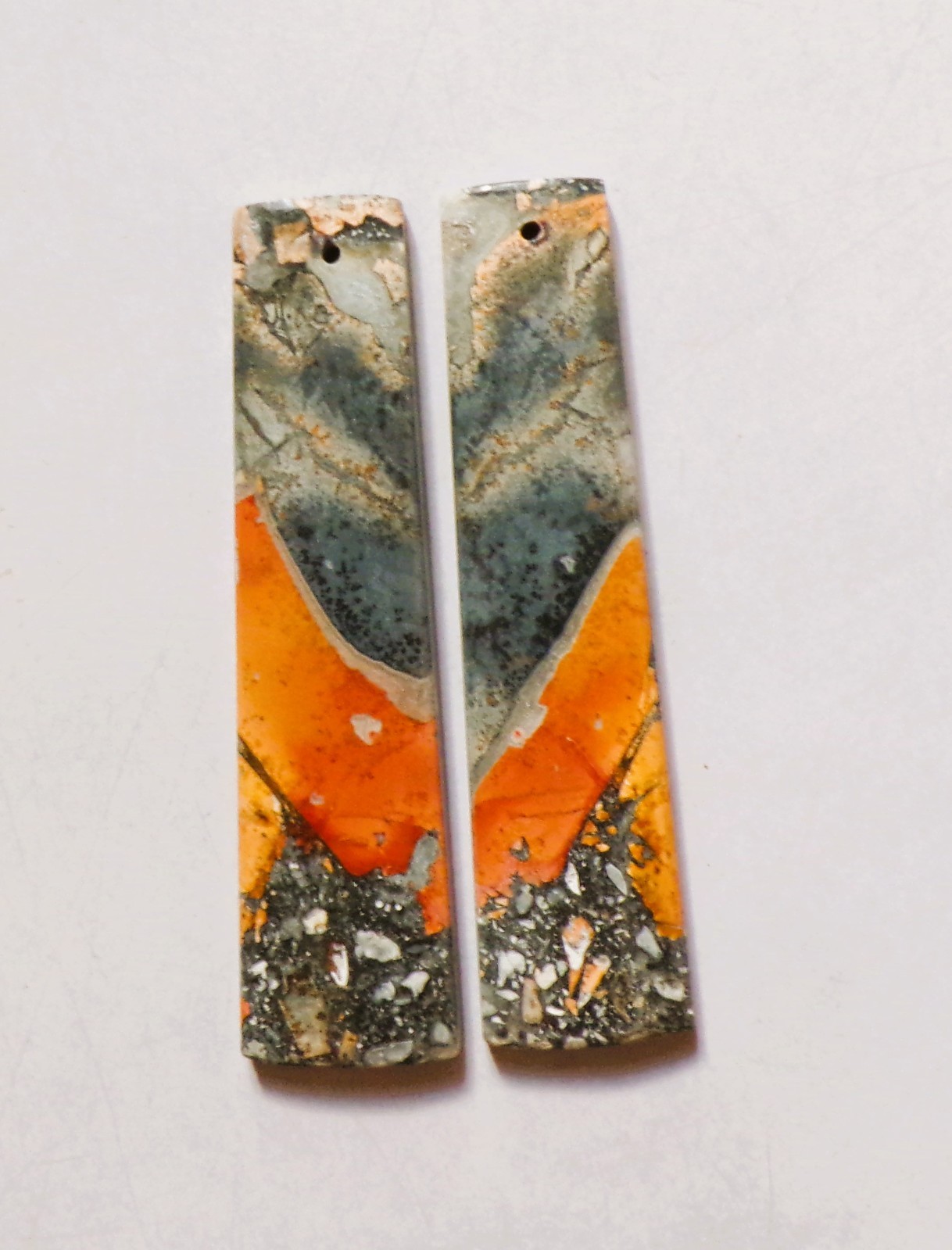 69.90 Cts Natural Maligano Jasper Drilled Cabochon Match Pair 56.5X14MM DE-24