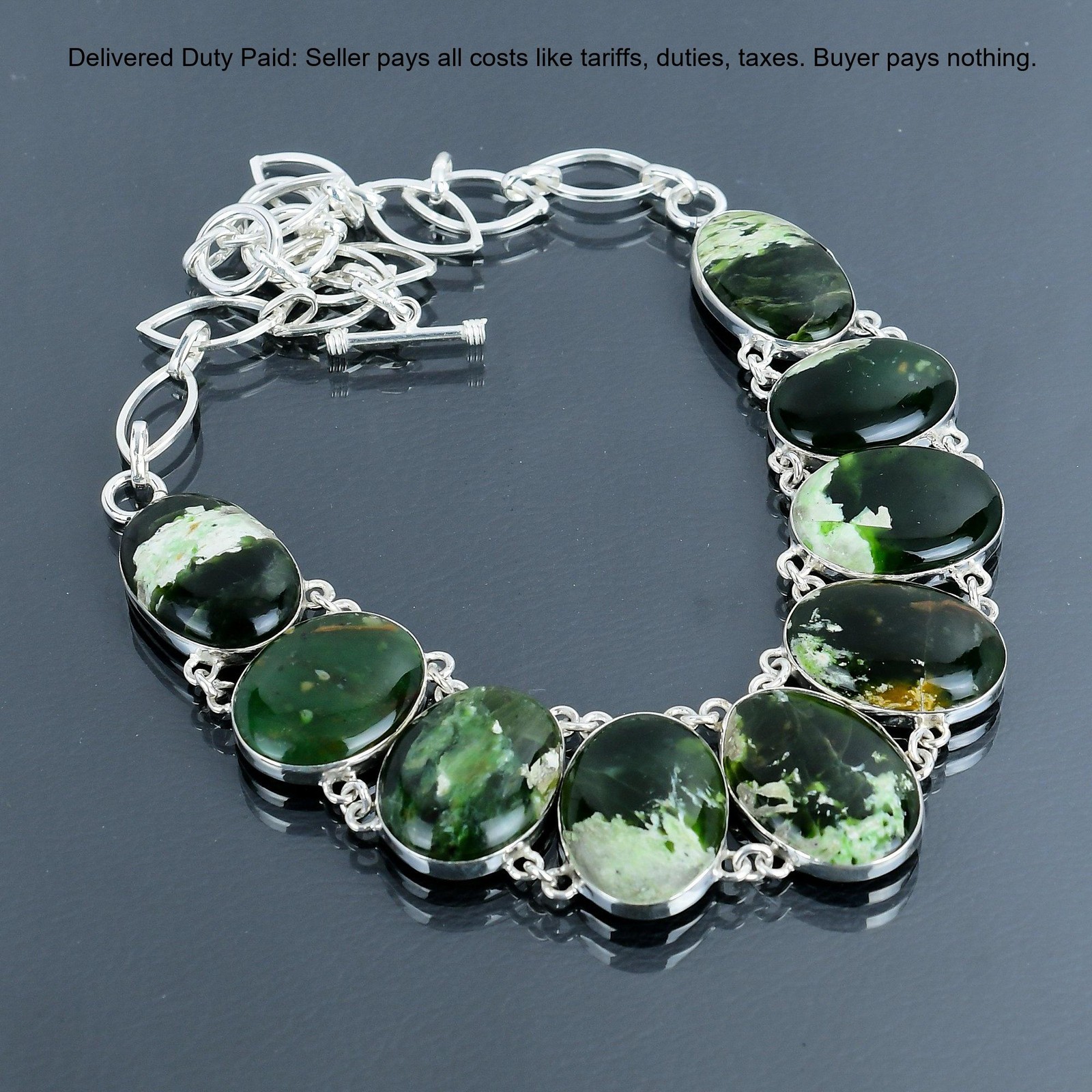 Australian Chrome Chalcedony Stone Sterling Silver Chain Engagement New Necklace