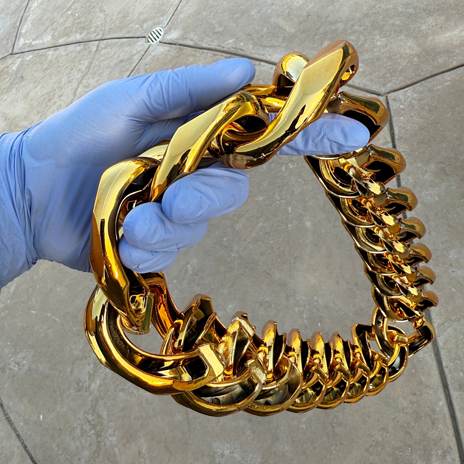 Huge Jumbo Hip Hop Chain Cuban Link Plastic Necklace Gold-Tone 60MM Thick 39″