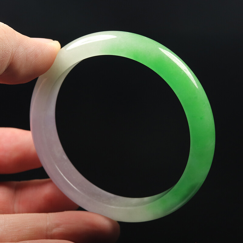 58mm Lavender Purple Green Jadeite Jade Bangle Bracelet Burma Jadeite 12513