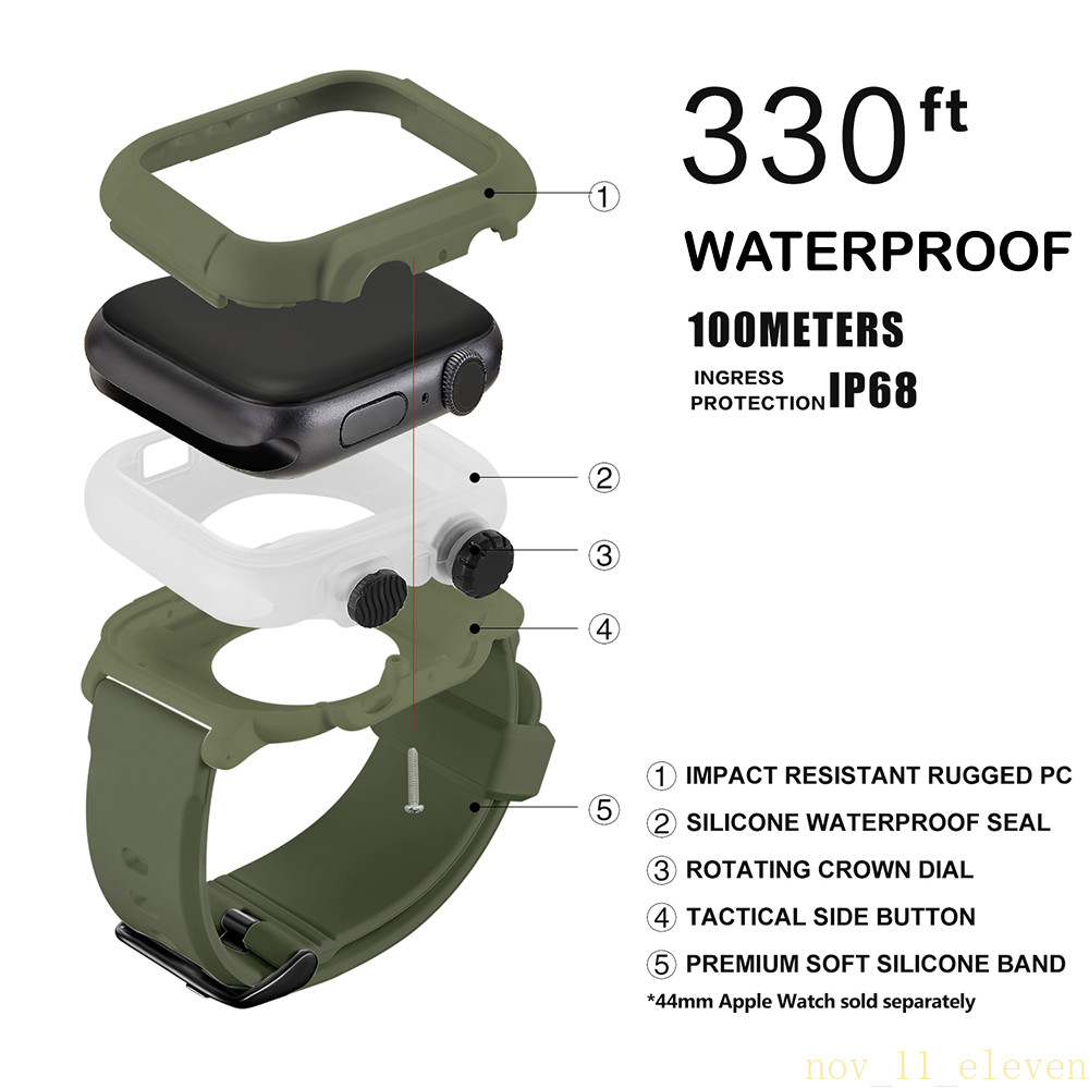 Waterproof Rugged Watch Band Case For Apple Series 9 8 7 6 5 4 3 SE 2 42 44/45mm