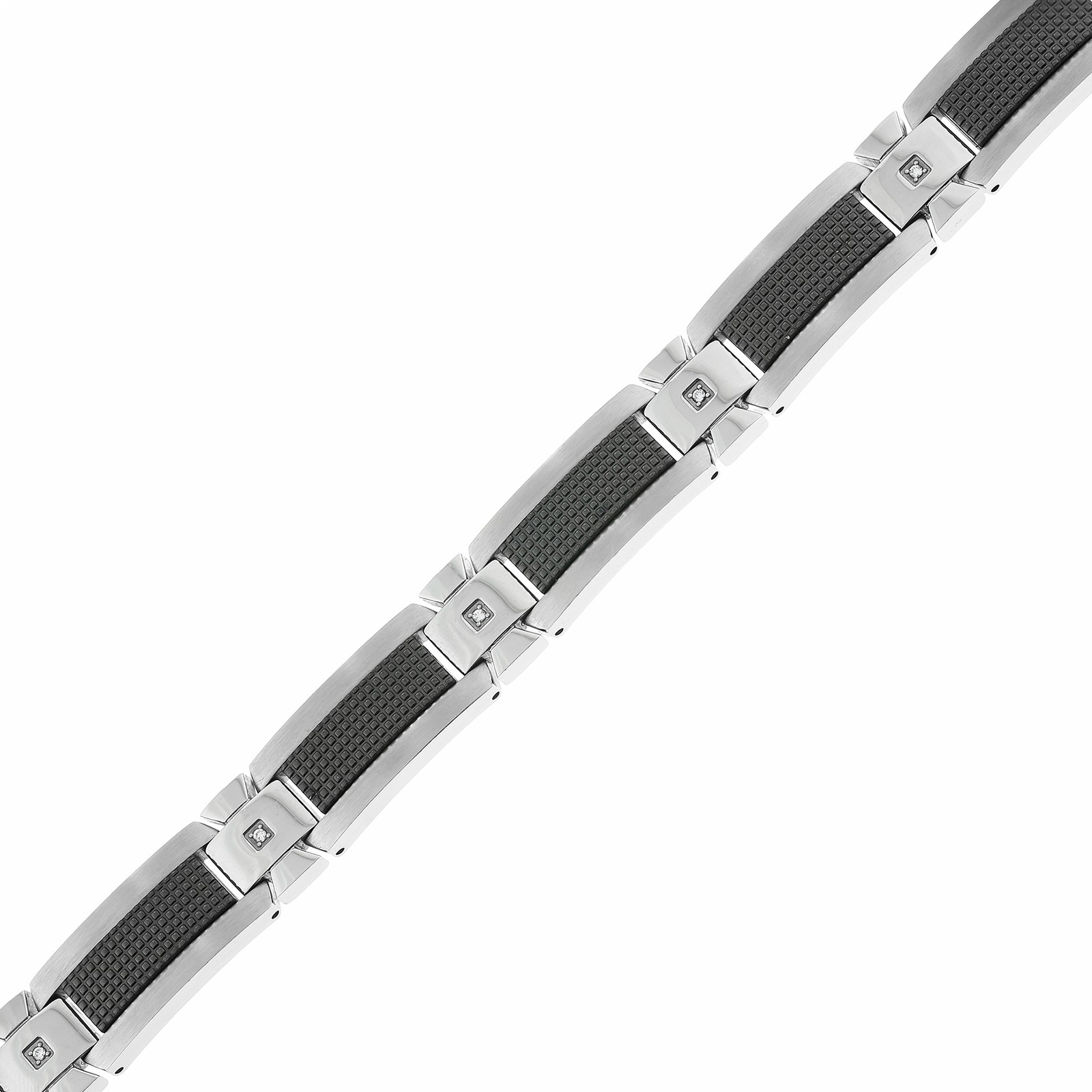 Stainless Steel Bracelet with 0.10 CTTW Diamonds Jewelry Gift for Men – 8.5 Inch