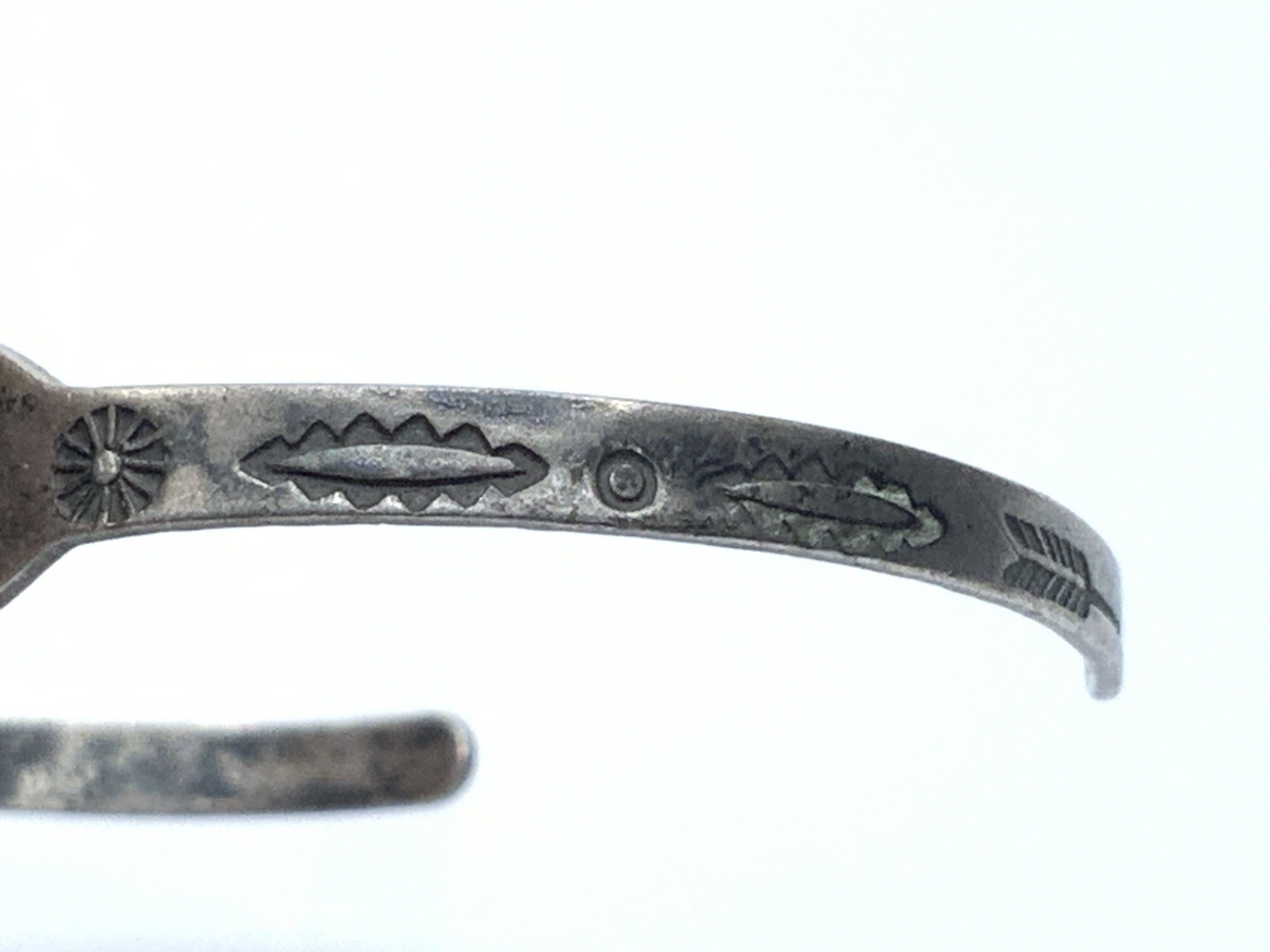 Navajo Fred Harvey Sterling Silver Turquoise Arrowhead Child 5” Cuff Bracelet