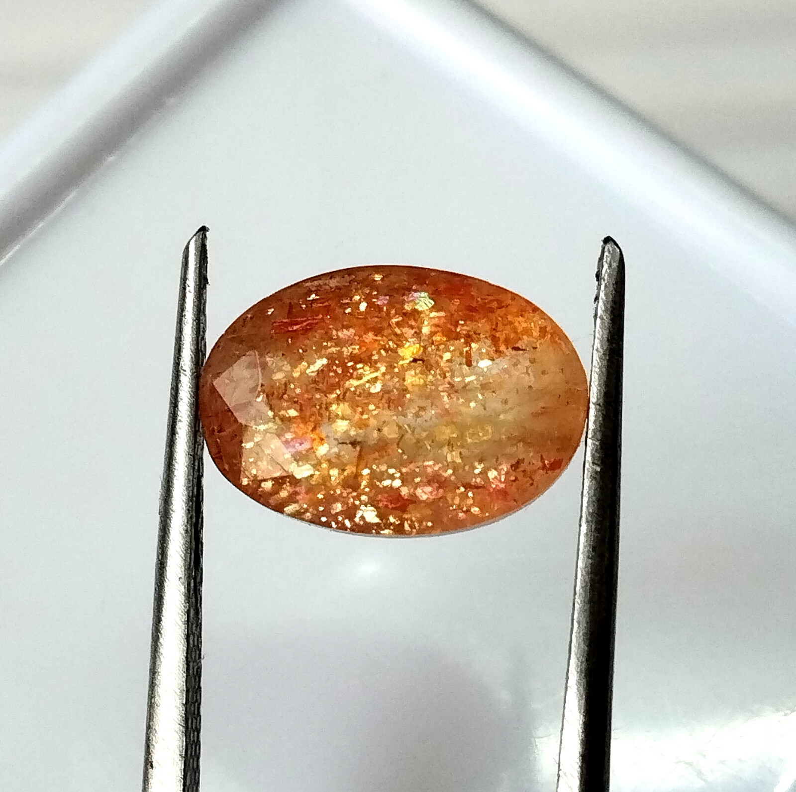3.60 Carat Natural Fire Sunstone Oval Shape Faceted Untreated Gemstone 12X8.5 mm