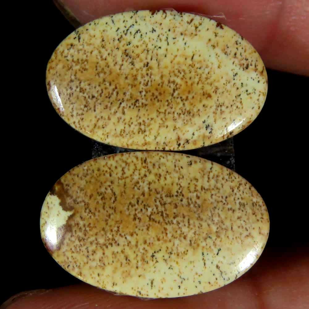 18.50Cts.100% Natural Designer Picture Jasper Oval 12x18x4mm cab Pair Gemstone