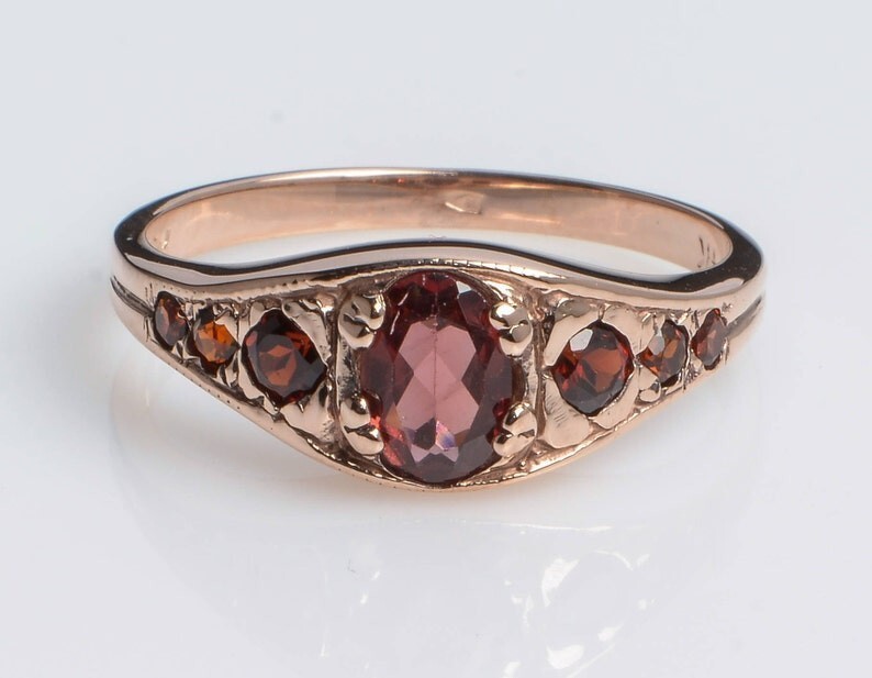 3 Ct Oval Cut Simulated Red Garnet Engagement Band Ring In 14k Rose Gold Plated