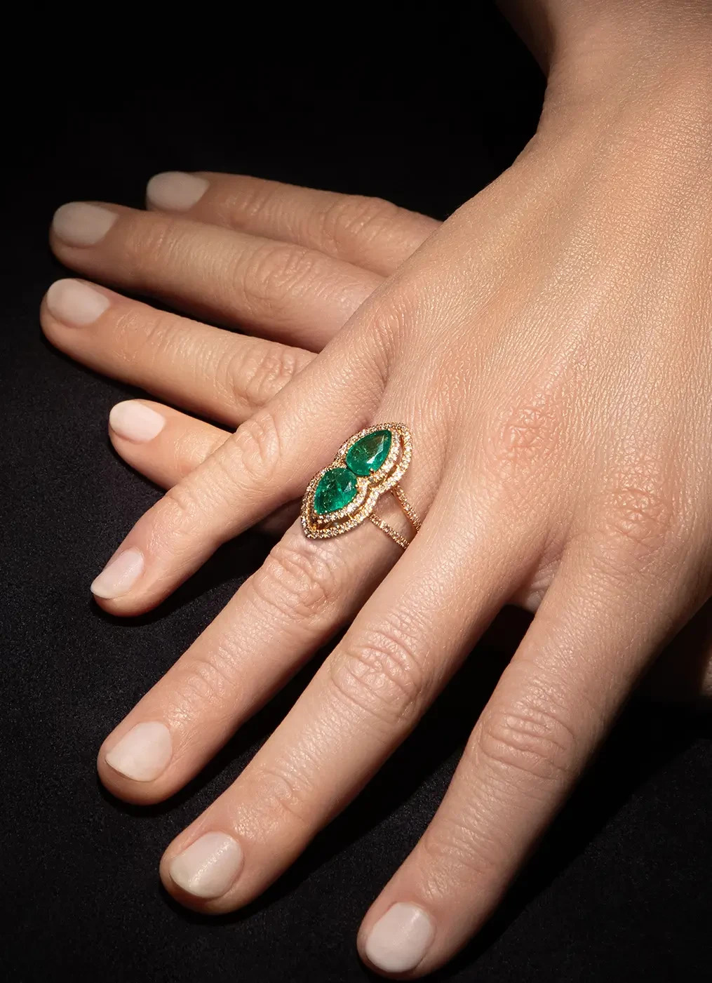 6.50 Ct Pear Cut Natural Colombian Emerald Wedding Ring Solid 14K Yellow Gold