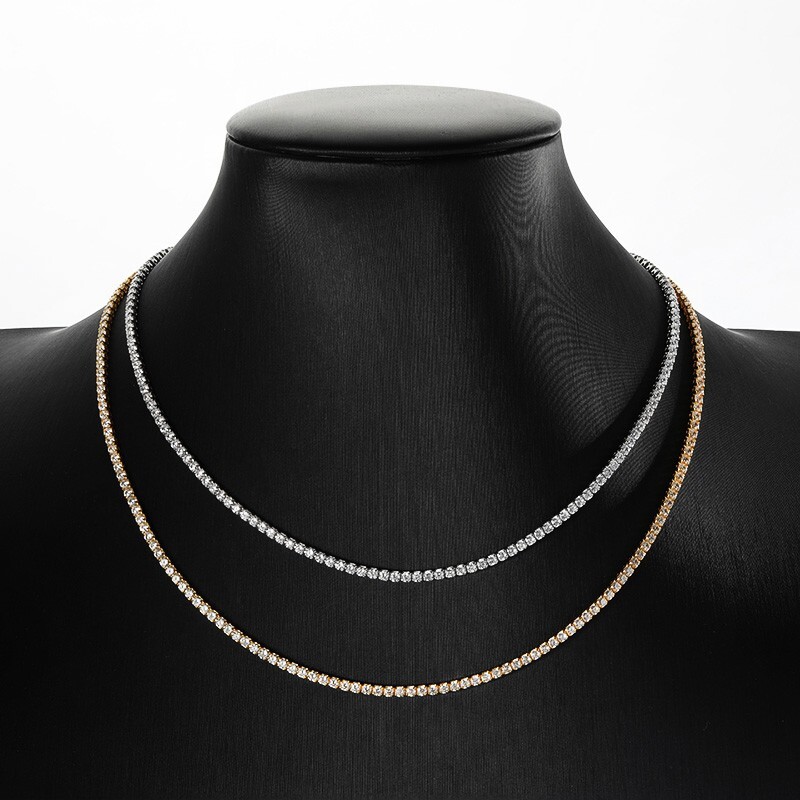 2mm D Color VVS1 Moissanite Women Tennis Chain Necklace S925 Silver Pass Tester