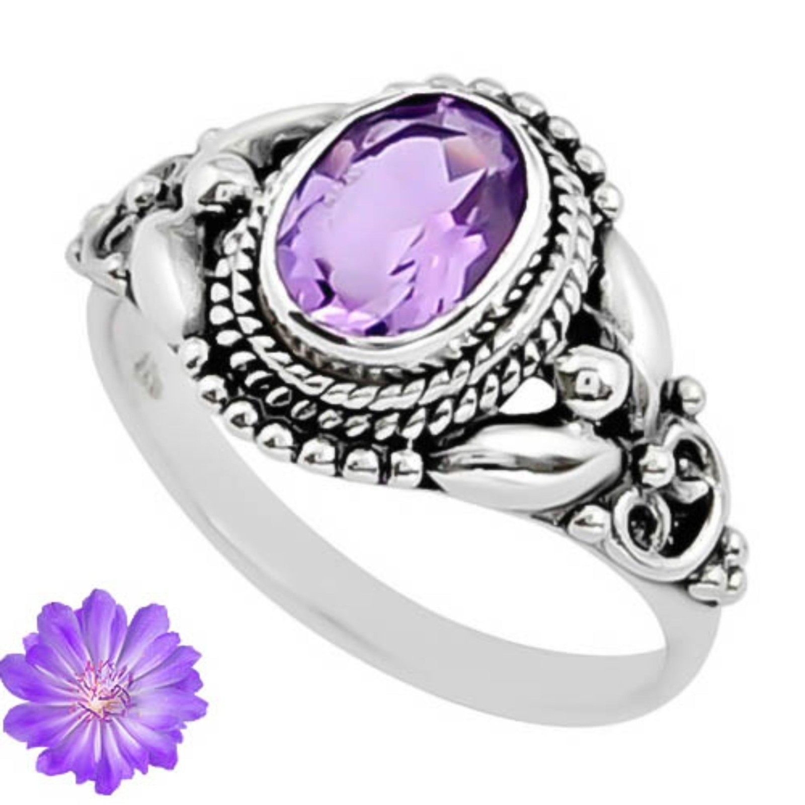 African Amethyst Gemstone 925 Sterling Silver Handmade Jewelry Ring Gift For