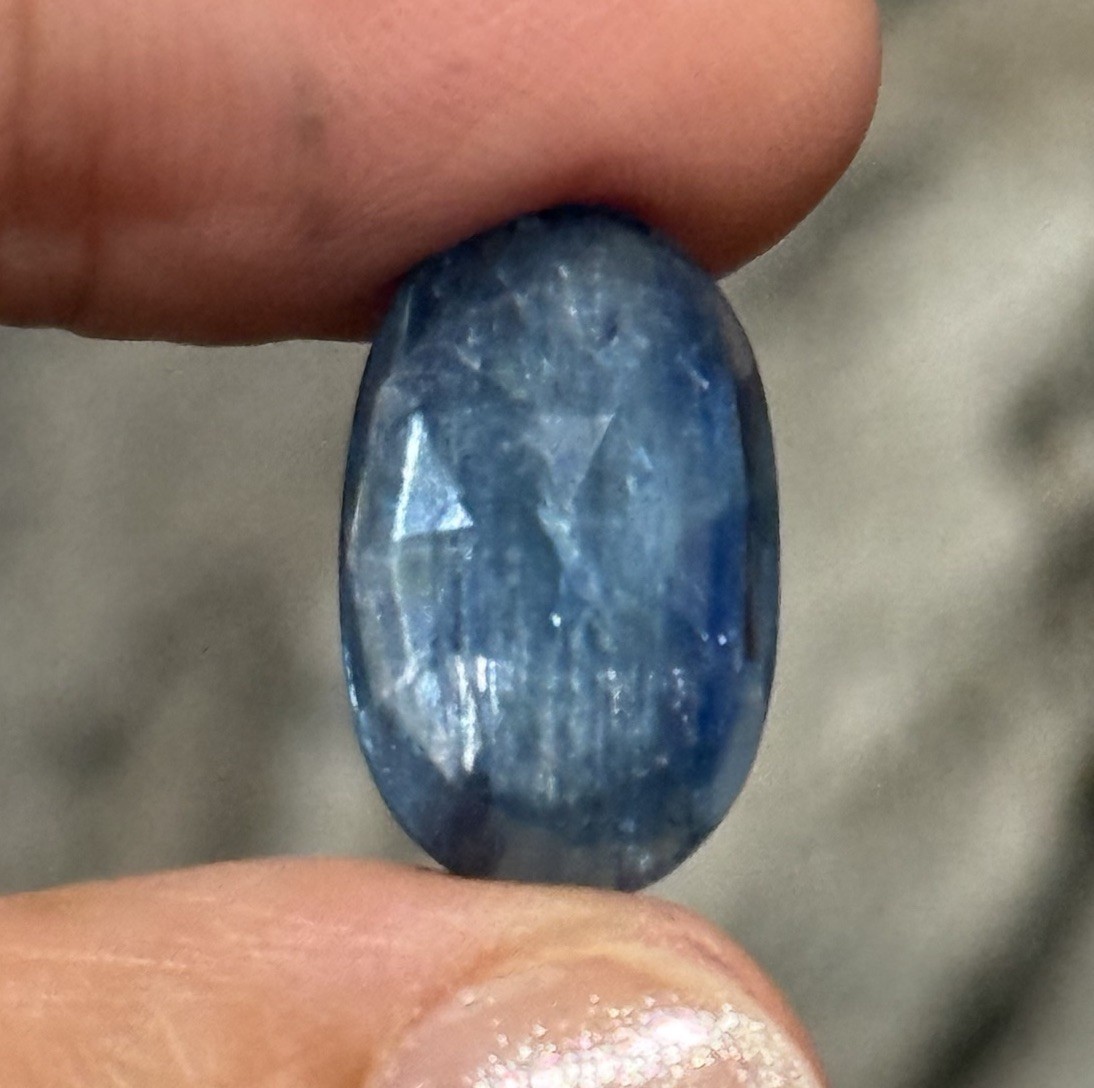 12.5ct 18.8×11.7×5.5mm Fine Aqua Blue Faceted Kyanite Oval Cabochon Loose Gem