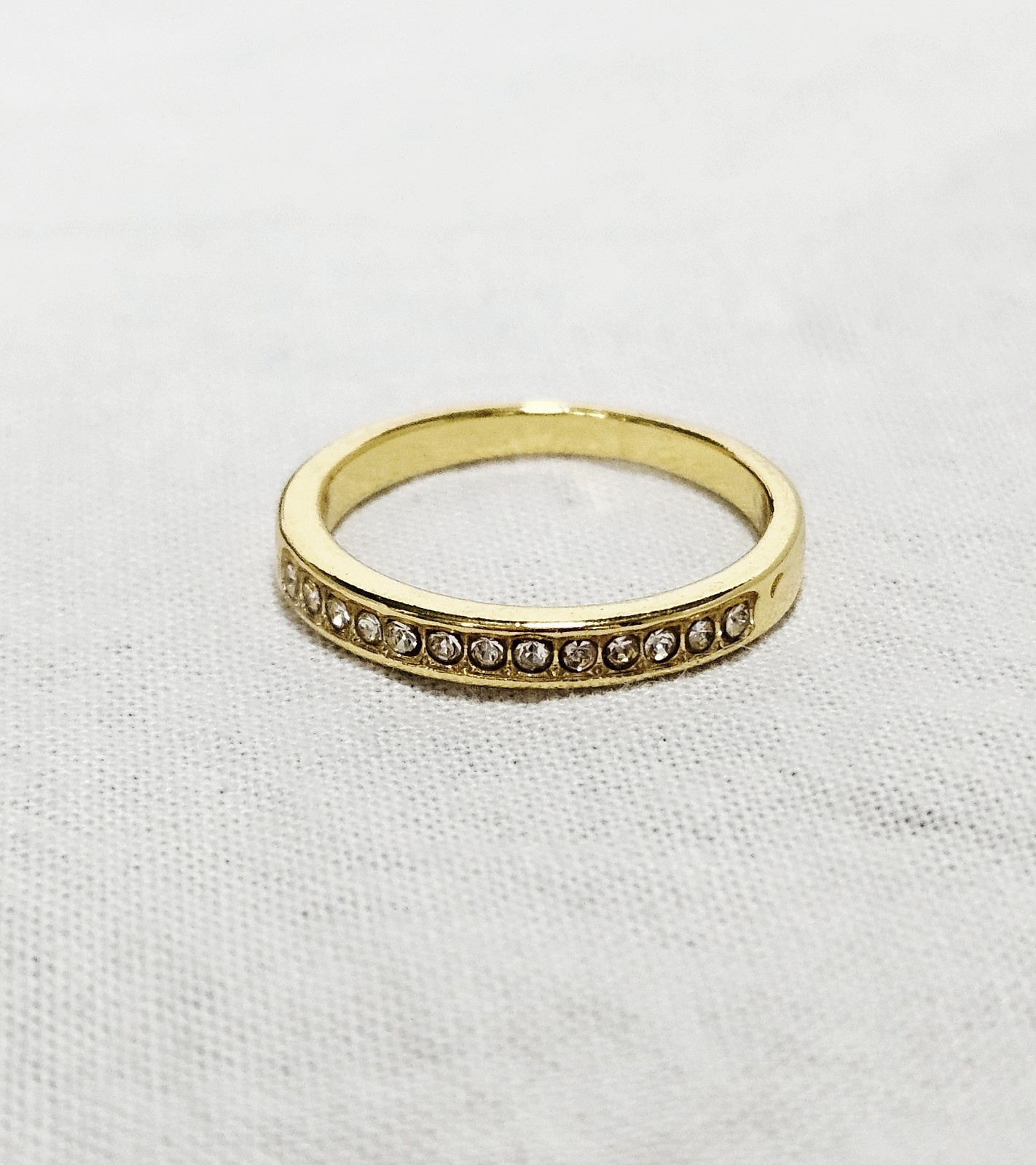 Gold Tone 2 Pc Ring Set Clear Crystal Wide Band Ring Band Ring Size 10 J15-3630