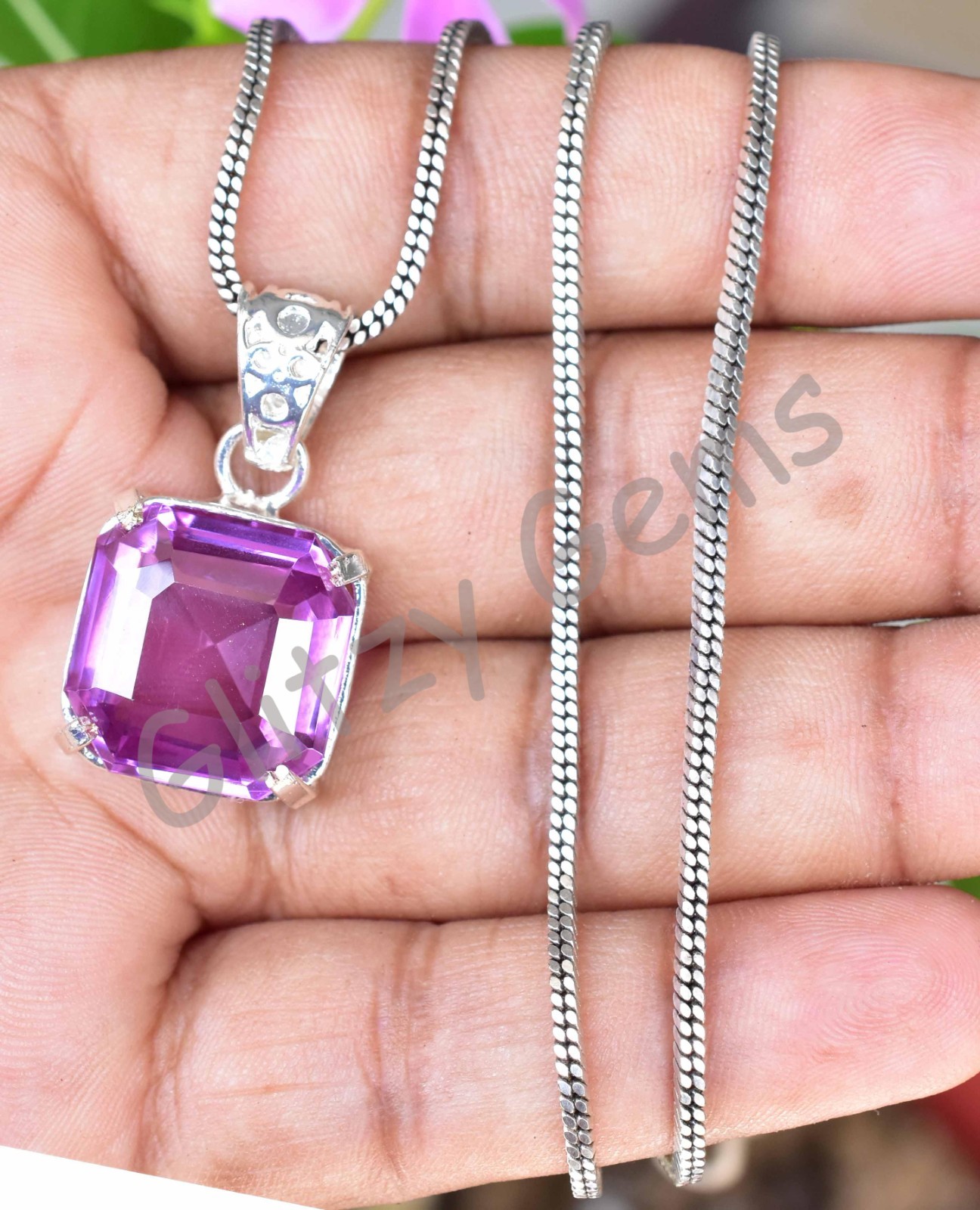 42.90 Ct Natural Boysenberry Sapphire 925 Sterling Silver Pendant Certified