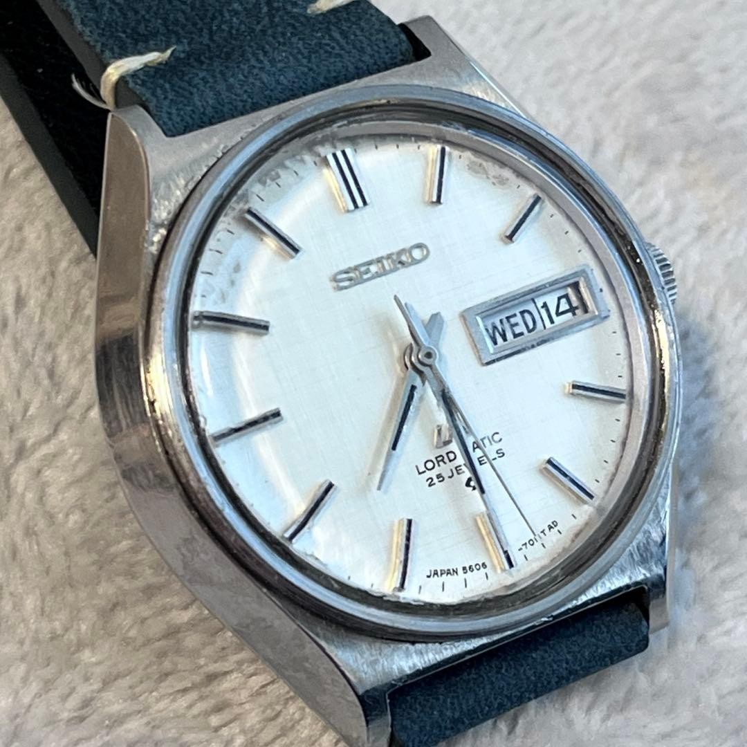 SEIKO LORD MATIC LM 5606-7010 Men’s Wristwatch Black Leather Band Japan