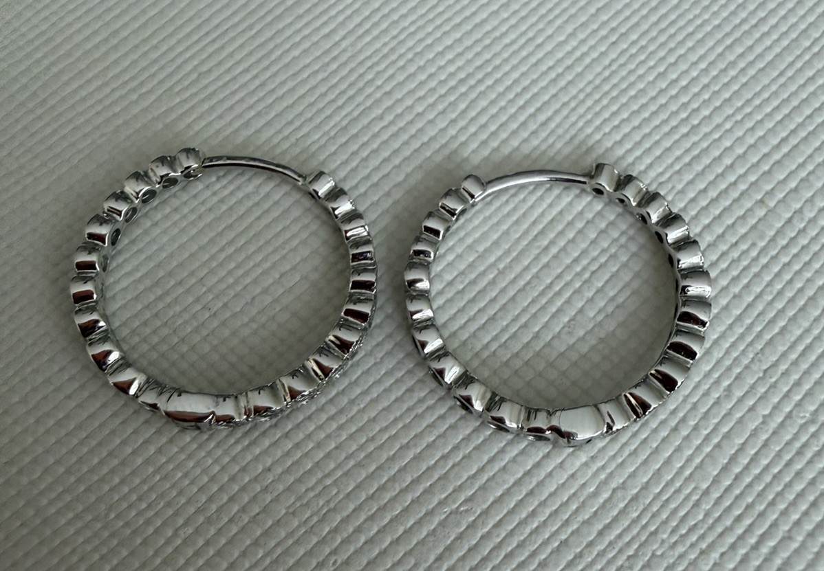 Gabriel & Co. 14K White Gold Diamond Huggies Earrings