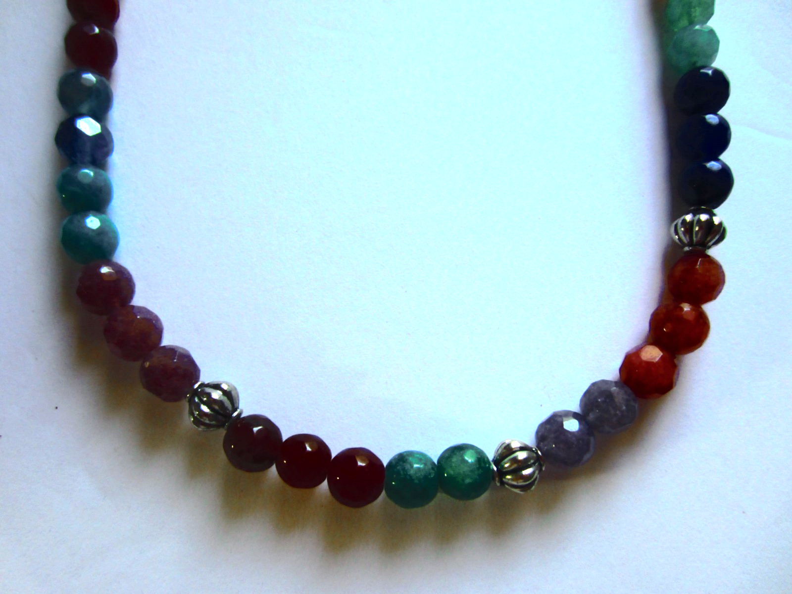 OOAK Multi-colored Faceted Jade Beaded Necklace 18.25″-21″
