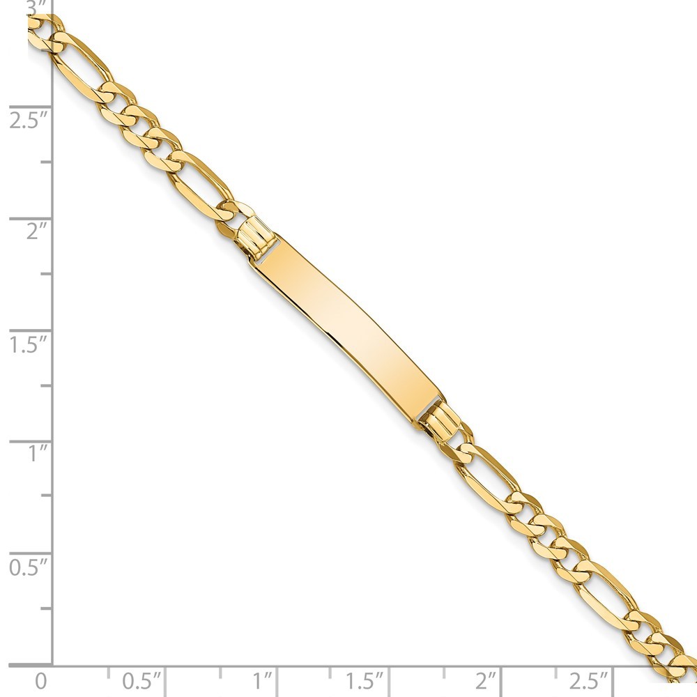 14k Yellow Gold Solid Chain/Solid Plate Flat Figaro Link 27.5×5.5mm Bracelet 7″