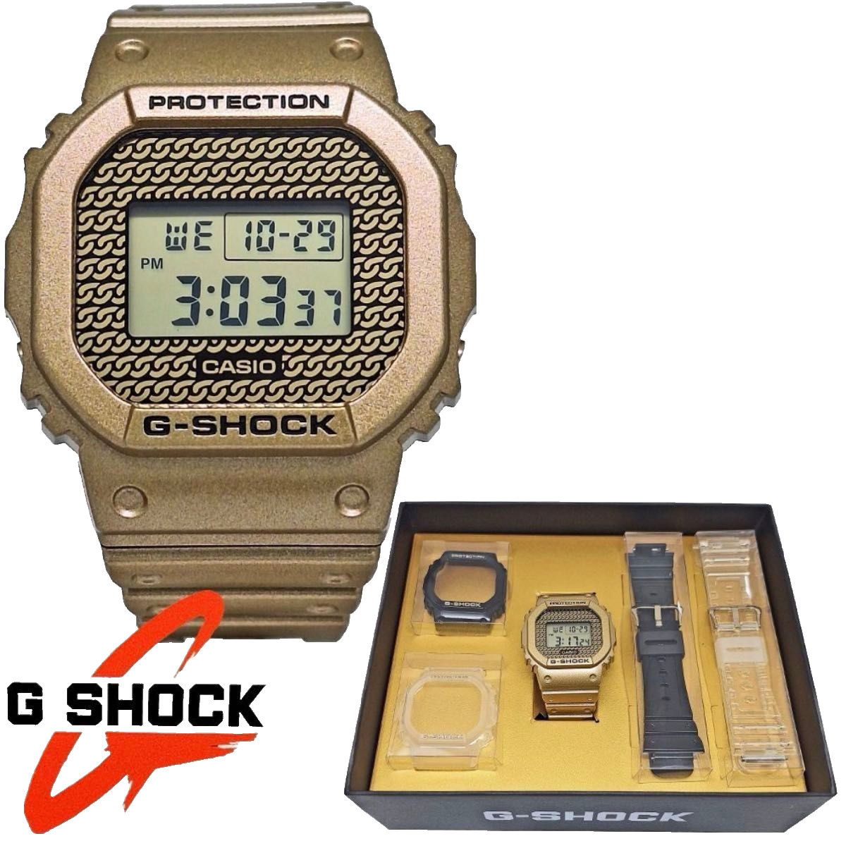 CASIO G-SHOCK DWE-5600HG-1JR HIP-HOP Gold Chain Inspired Model Watch Limited Box