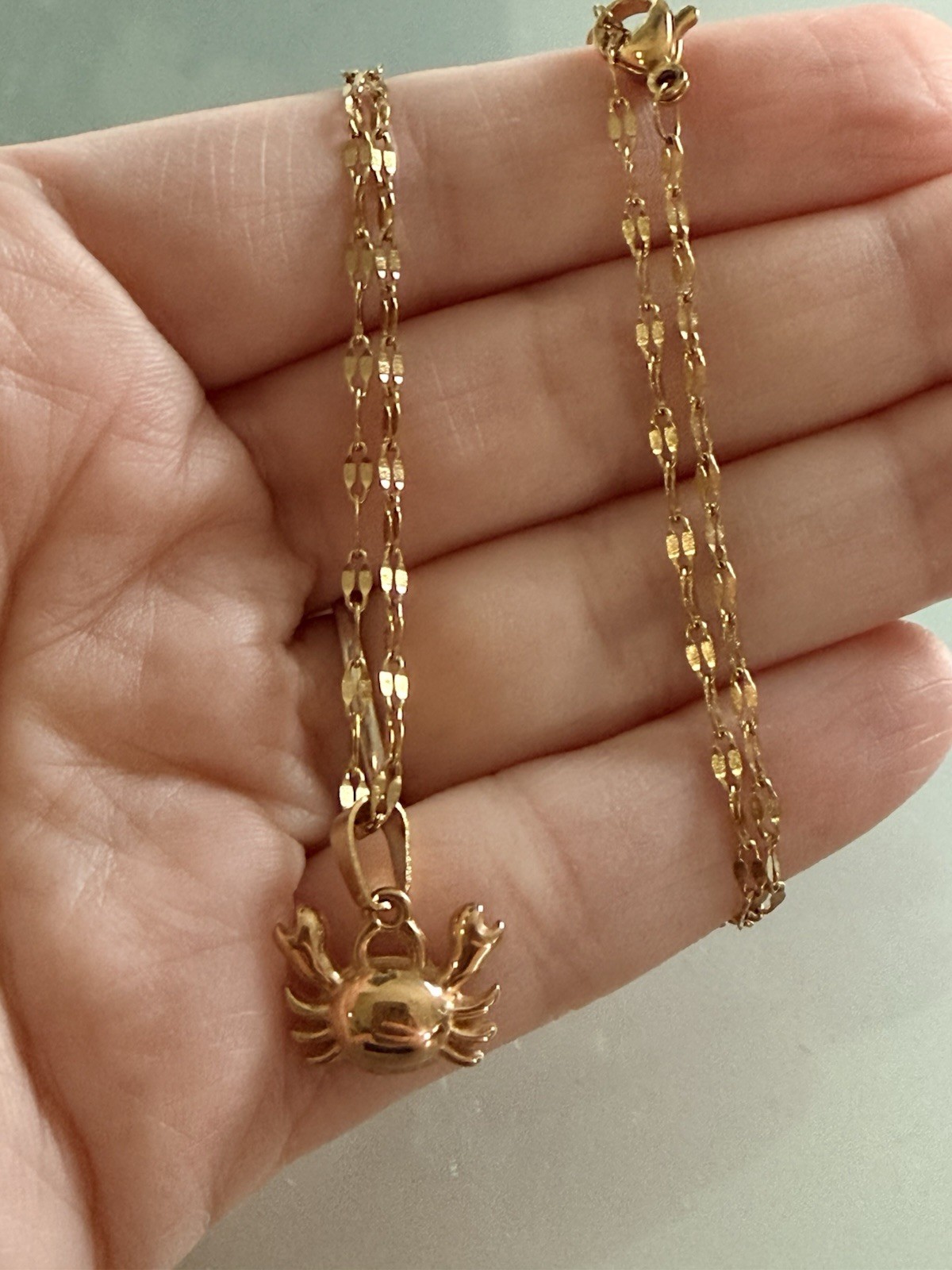 Gold Plated Crab Necklace – Pendant, Minimalist Astrology Jewelry, Adjustable