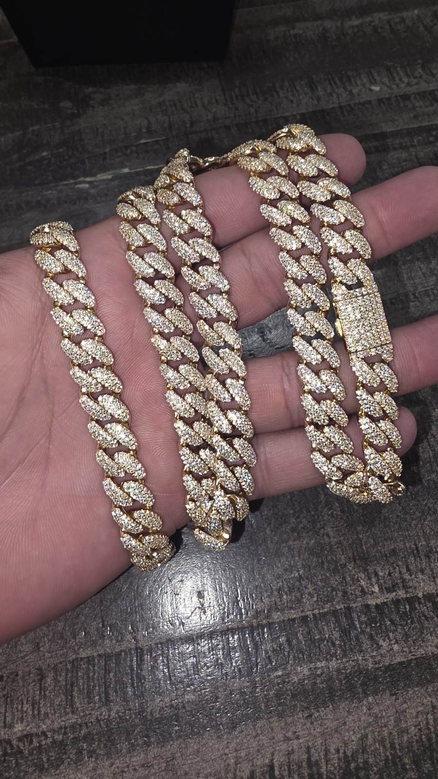 Iced Out Moissanite 12mm Miami Cuban COMBO Chain & Bracelet Gold over 925 Silver