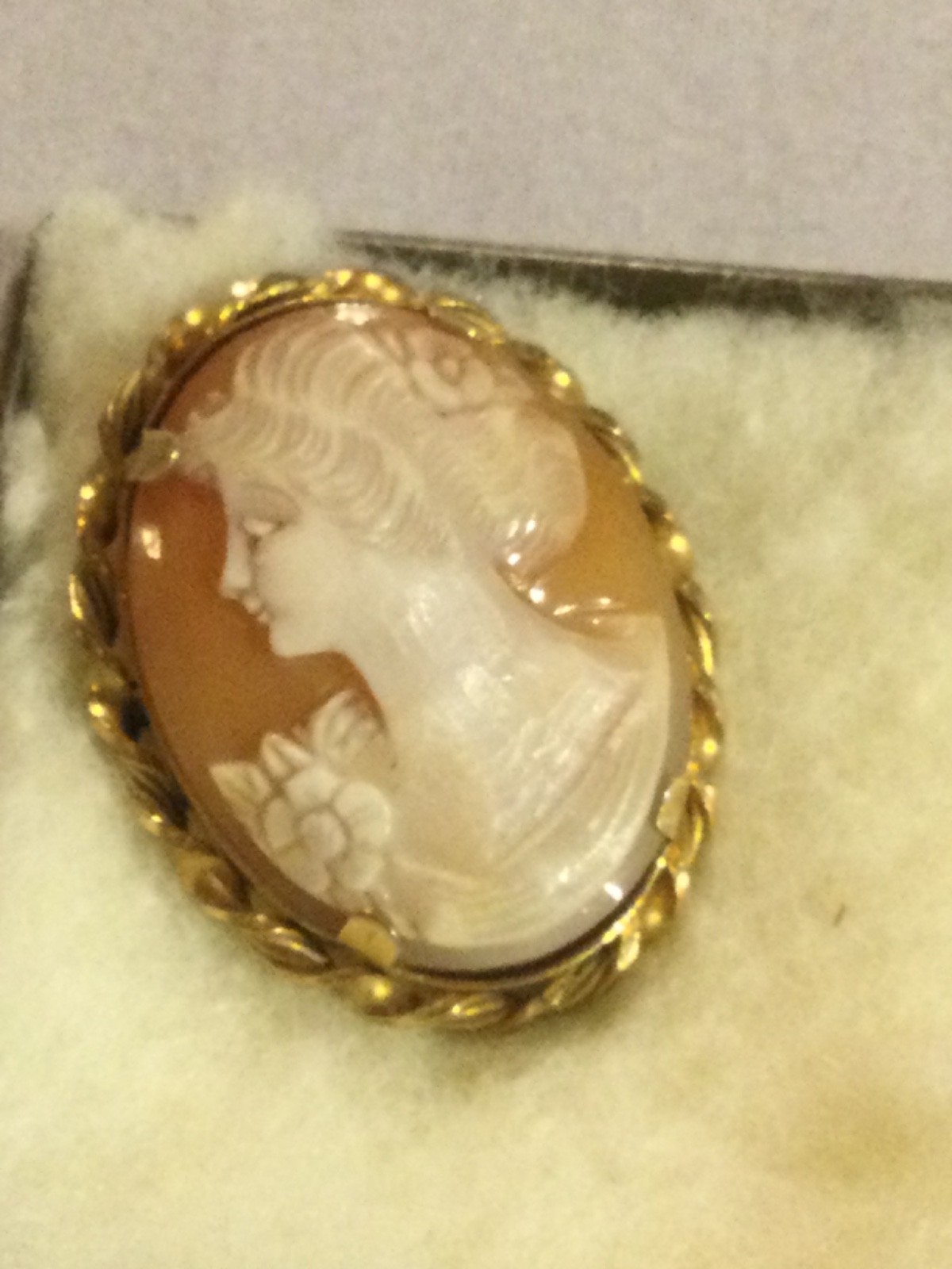 Vintage 1/20 12K Carved Shell Cameo Classic Baroque Brooch or Pendant