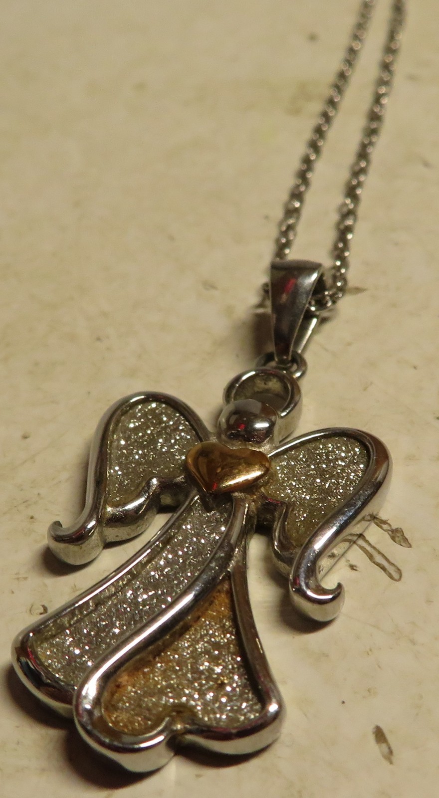 Connections From Hallmark Stainless Steel Angel Pendant Necklace 18″ 2″ Charm