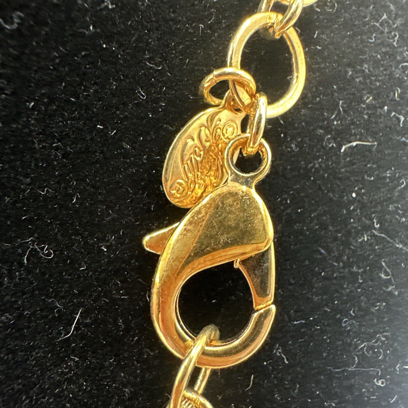 Kirks Folly Brass/Gold-Tone “Ouch the Elf” Red Bead Necklace 29 1/2″ Necklace
