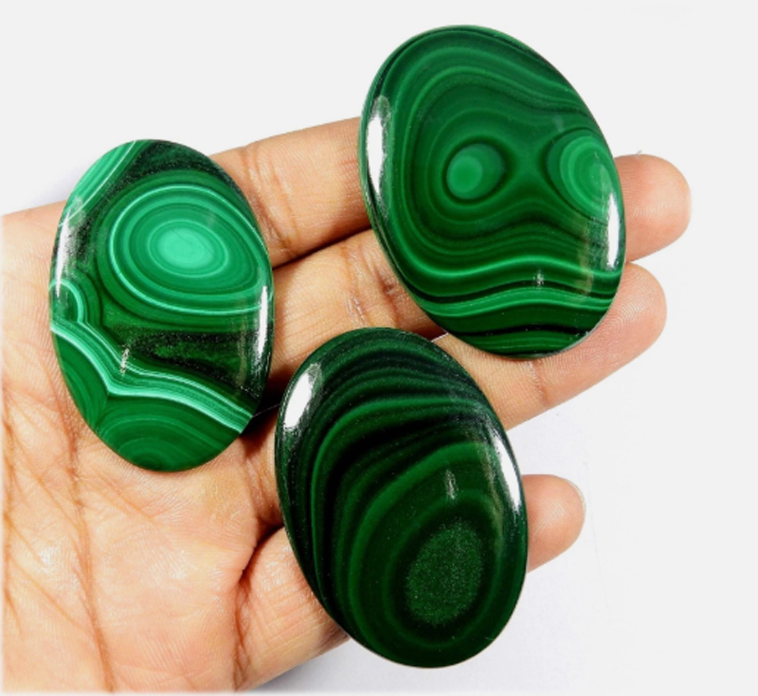 Natural Green Malachite Wholesale 3Pc Loose Gemstone Mix Shape Cab 100 Cts Lot