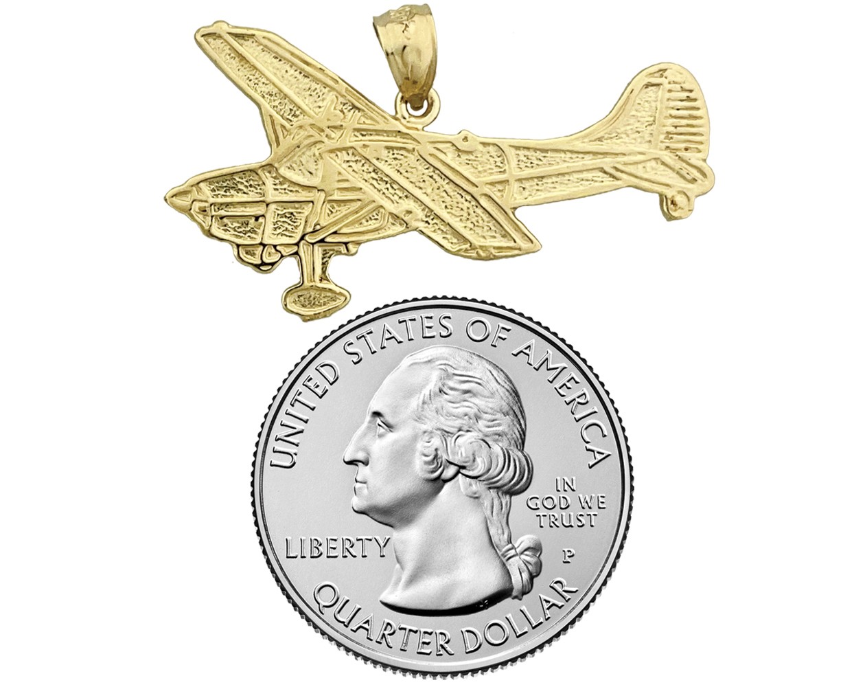 14K Gold 35MM Long Cessna Airplane Pendant