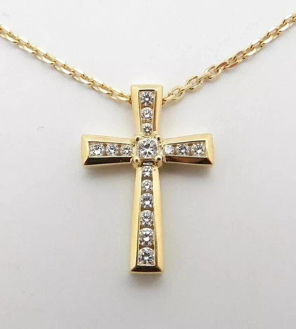 2.00 Ct Round Cut Lab Created Diamond Cross Pendant 2Ct 14K Yellow Gold Plated