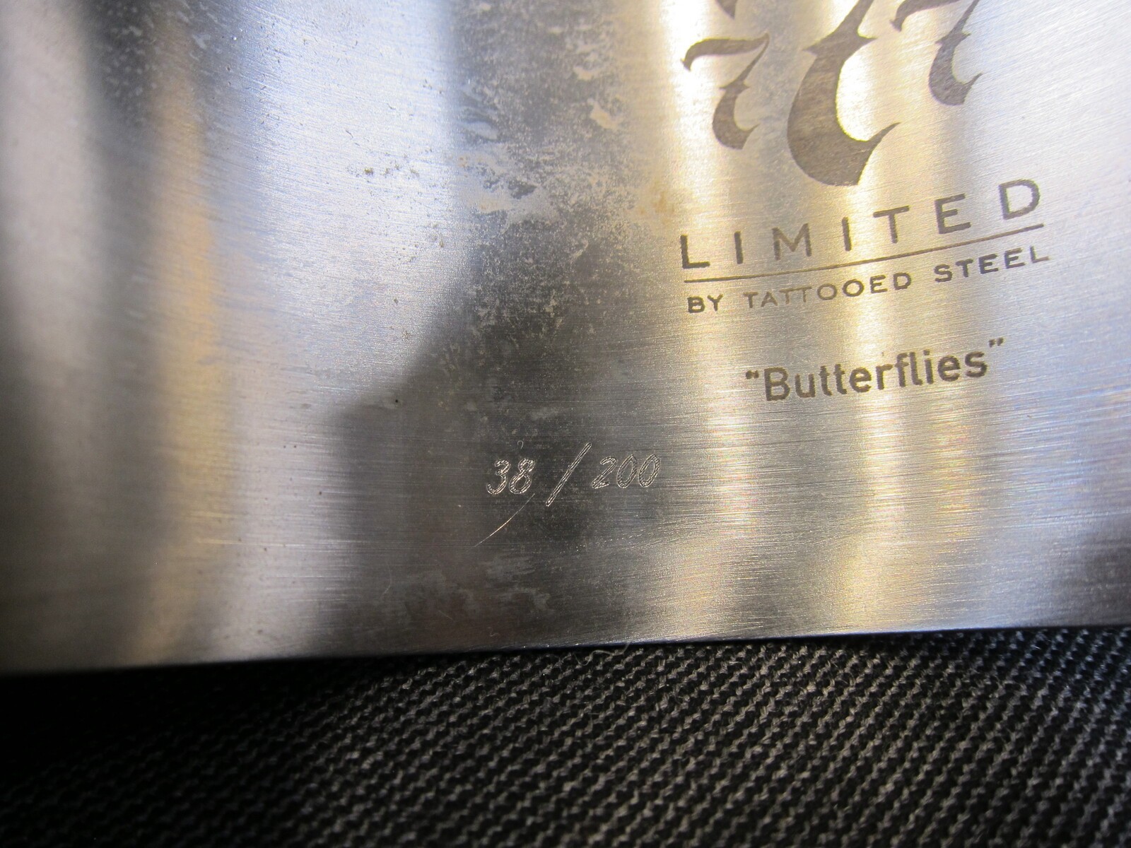 777 Tattooed Steel 38/200 limited edition wide cuff bracelet ‘Butterflies’