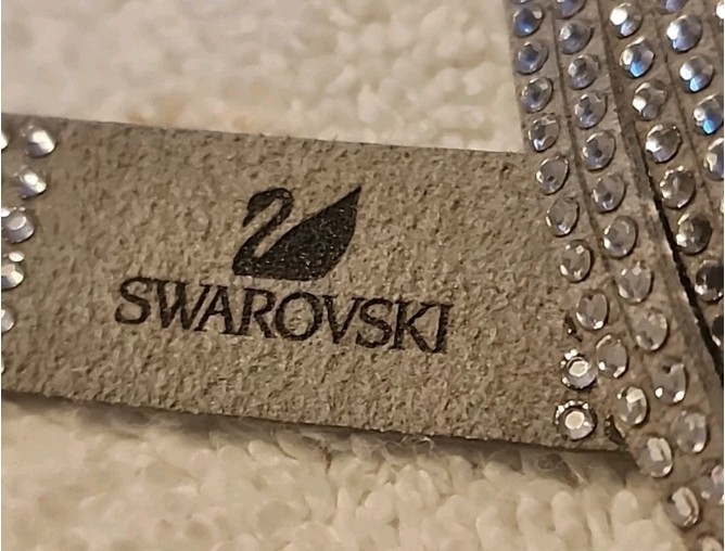 Swarovski Women’s Bracelet Slake Grey Suede With Clear Crystals Wrap