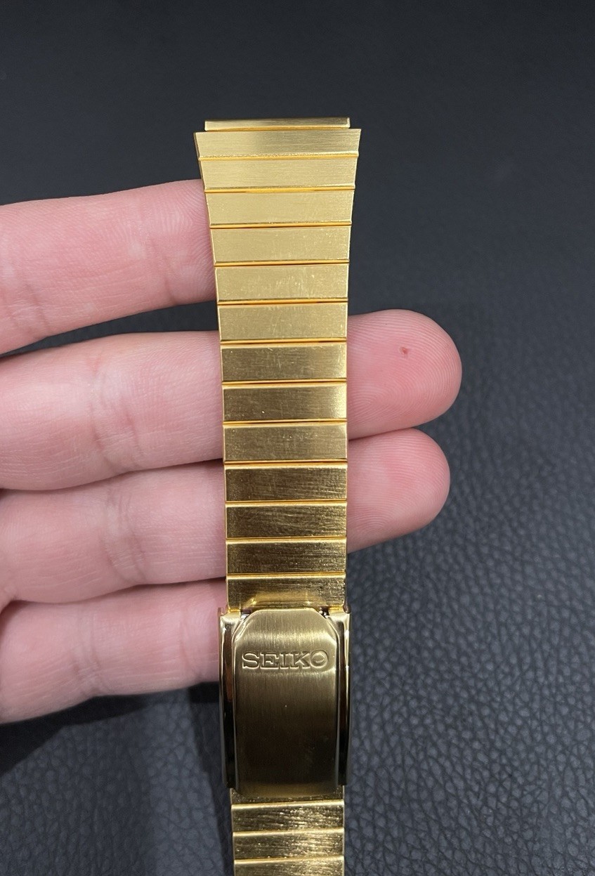 Seiko Yellow tone Gold Tone Link Watch Bracelet Band Fold Over Buckle Clasp