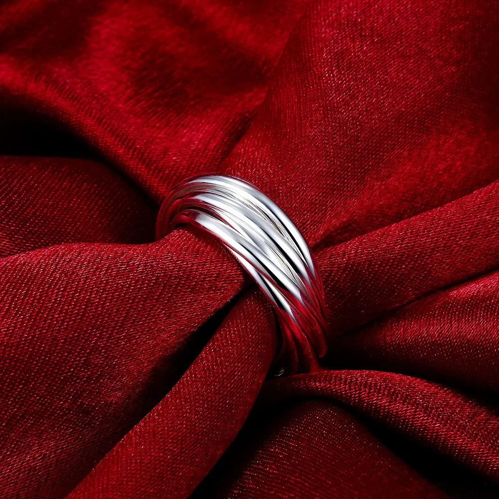 Hot Sale 925Sterling Silver 5 Glossy Circle Women’s Ring Fashion TrinketsJewelry
