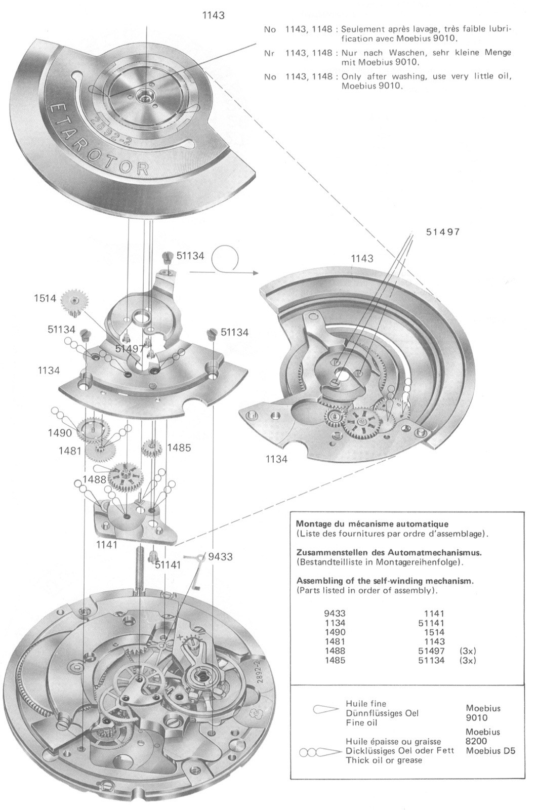 Genuine ETA 2892-2 Movement Parts Swiss Made, all parts available