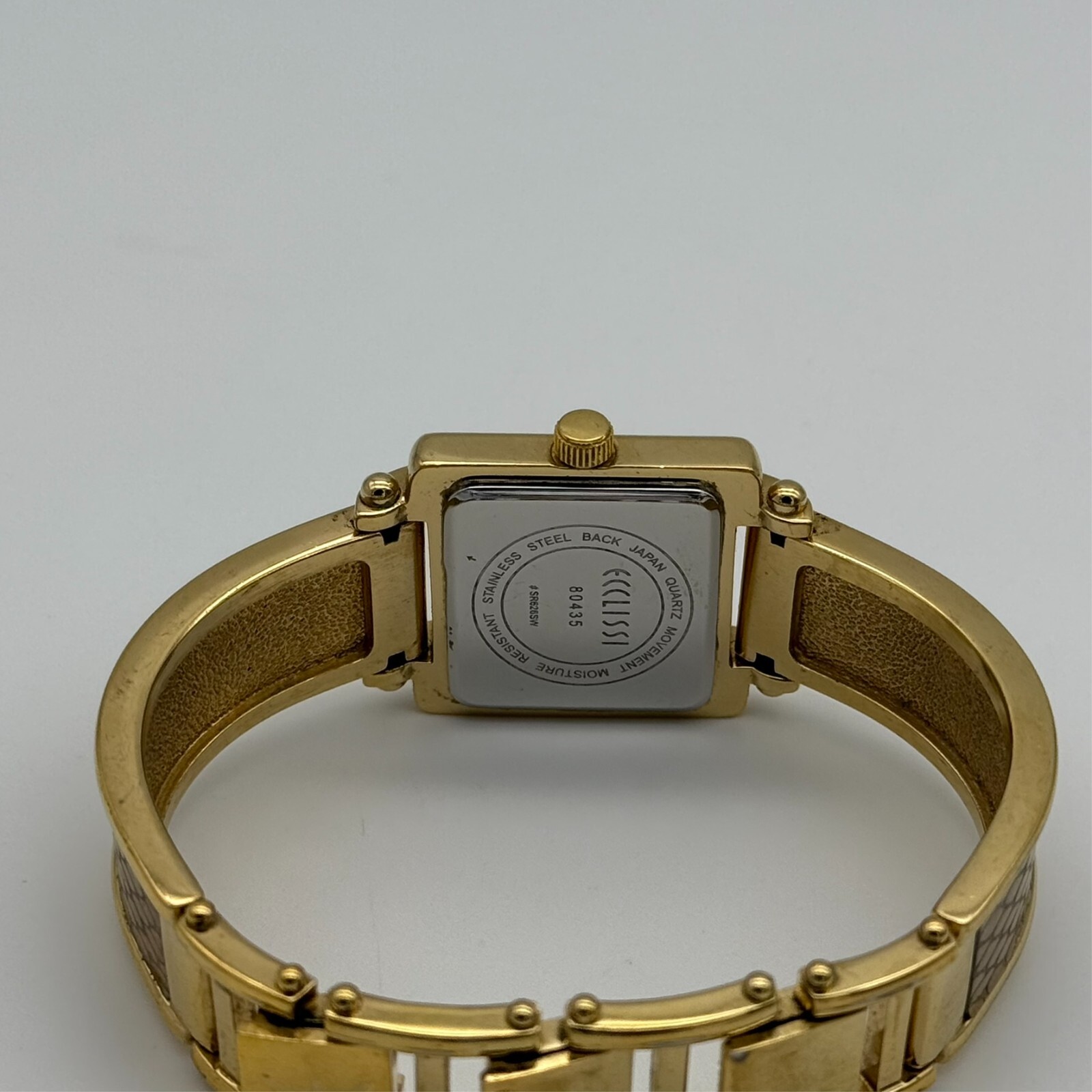 Women’s ECCLISSI Gold Tone, Beige Snake Skin Band & Bezel Bracelet Watch, 80435
