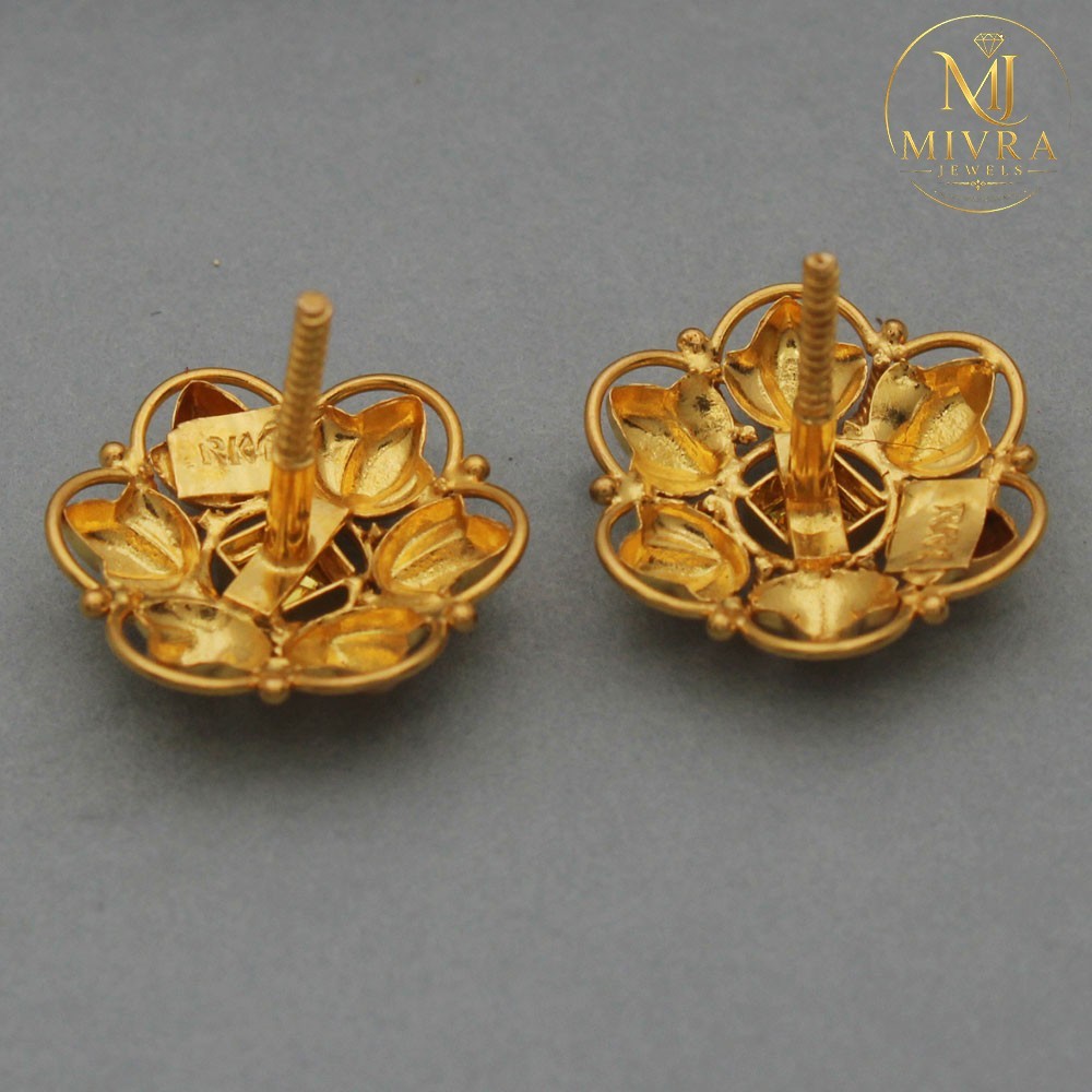 22 Carat Gold Jewelry, Lightweight Luxury Earrings, 1.7 cm, 2.58g