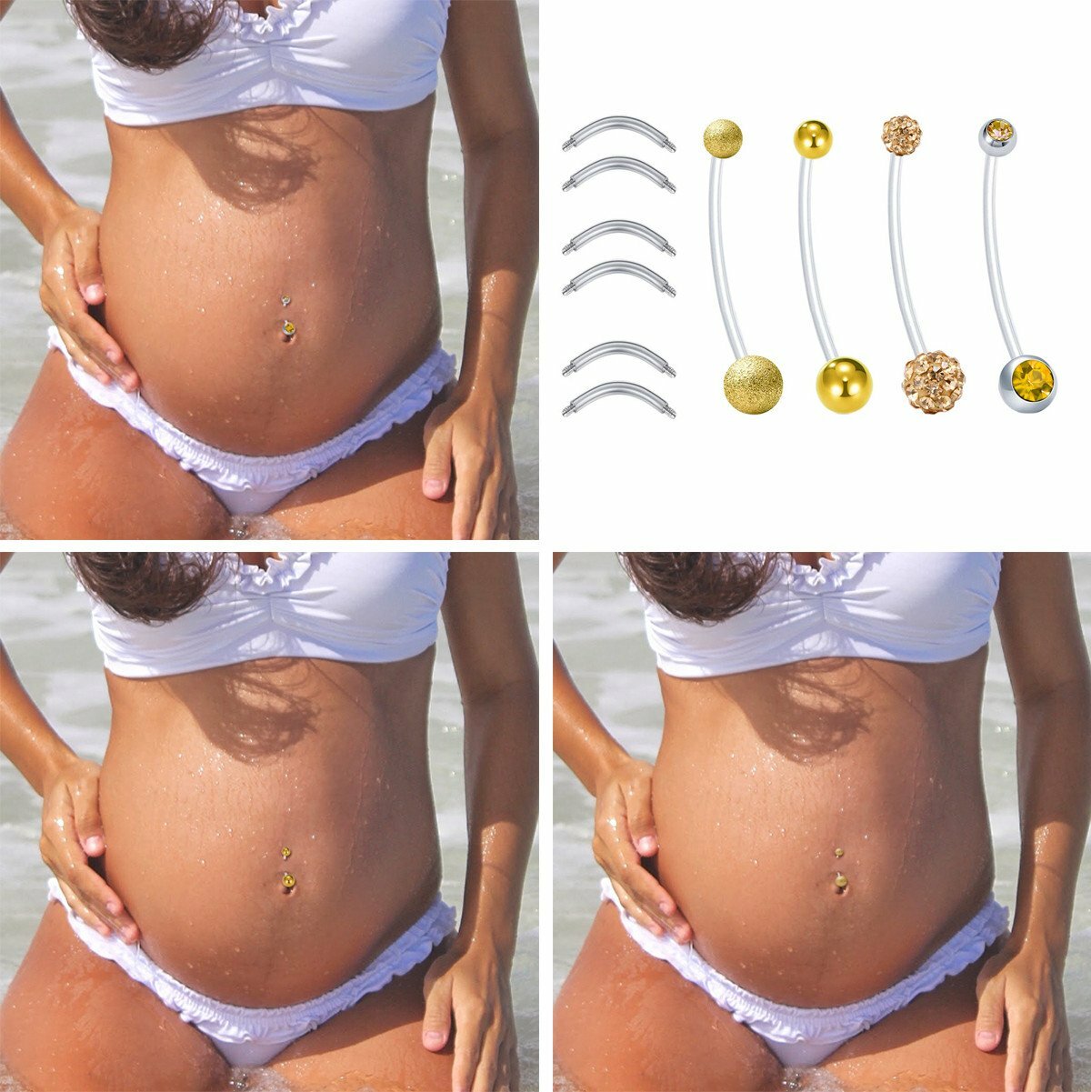 4Pcs 14G Pregnancy Belly Button Rings Sport Maternity Flexible Navel Belly Rings