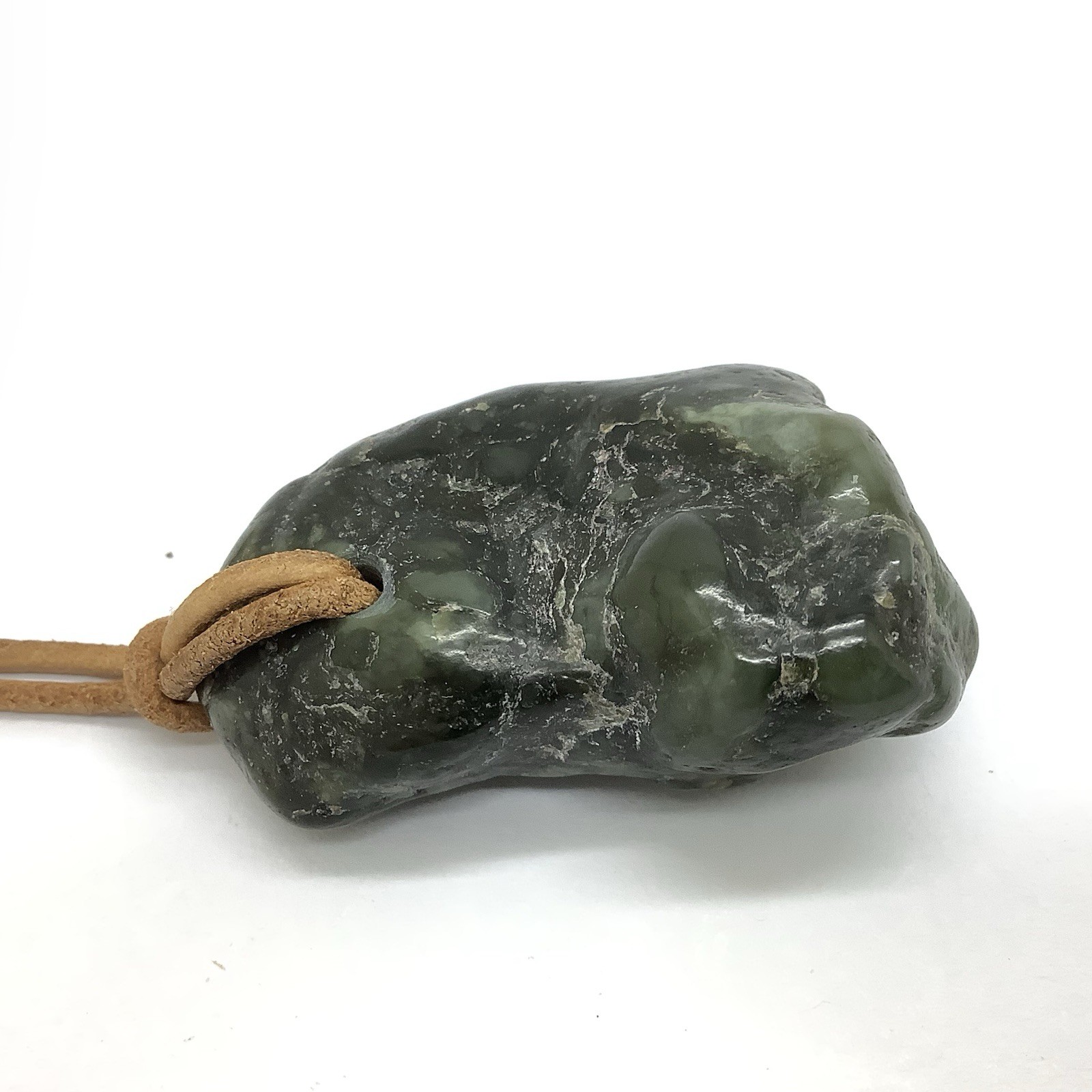 Big Sur Jade Botryoidal Pebble Pendant Green Ocean Nephrite Jade Necklace #291