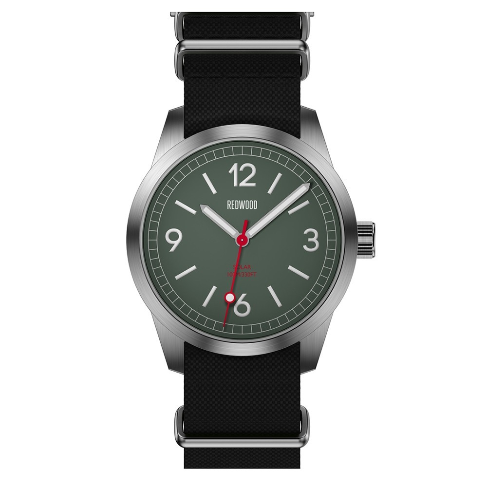 Redwood Field v3 Solar Black Steel Fabric Green Military Men’s Watch