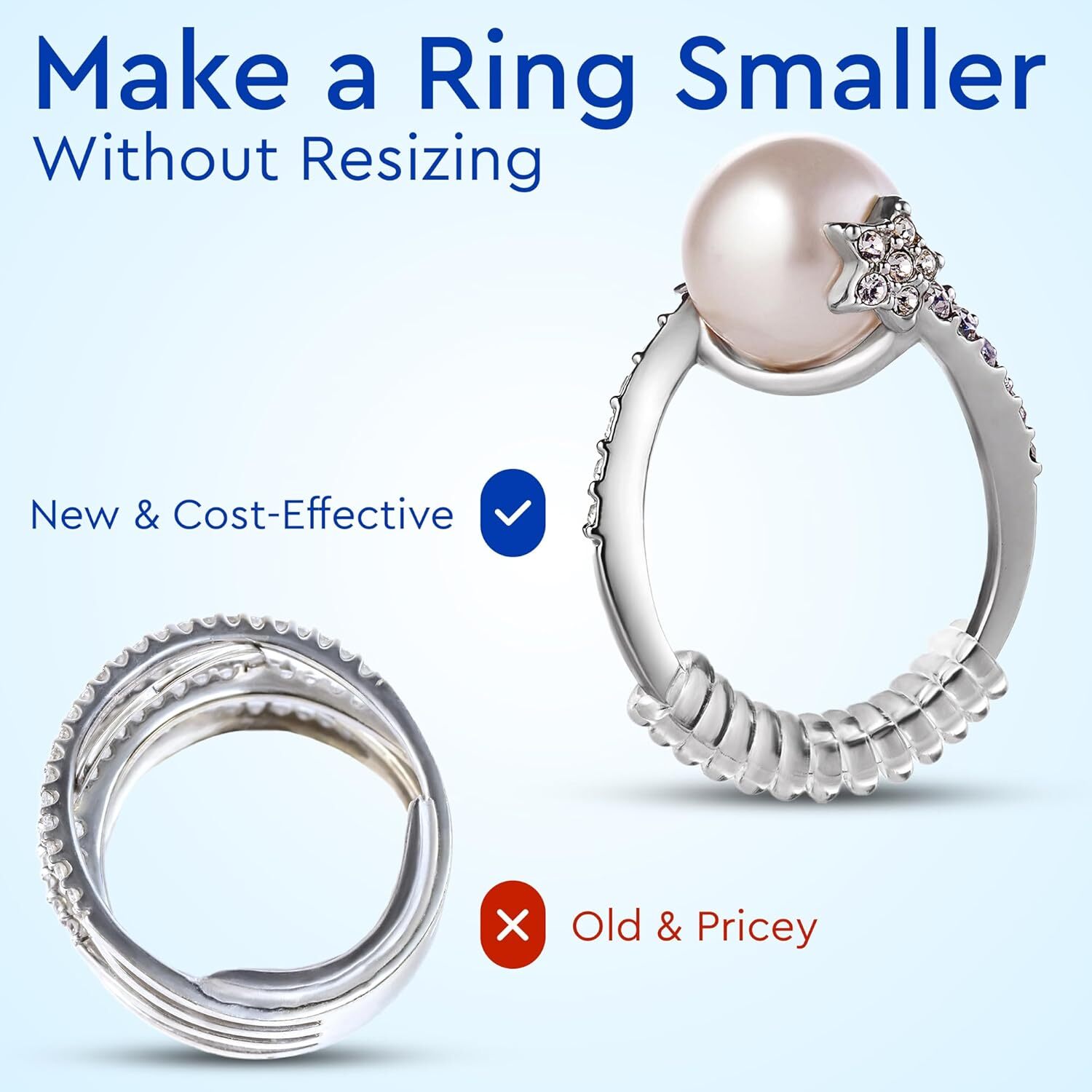 Ring Sizer Adjuster for Loose Rings, Fits Bands Up to 6mm 0.5-1.5 Sizes, 12 Pack