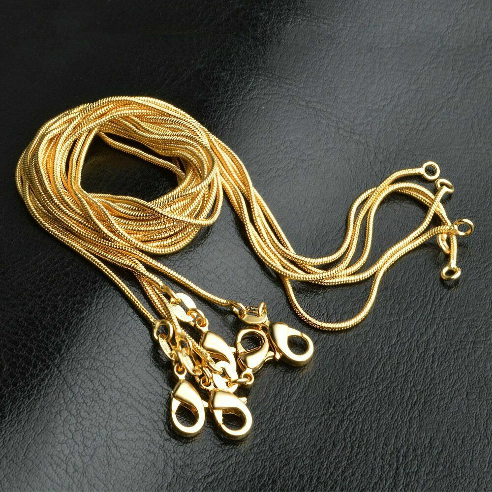 18K Gold Filled Snake Chain Necklace 16/18/20/22-38 inch* 1.2/1.6/2/2.5/3mm Wide