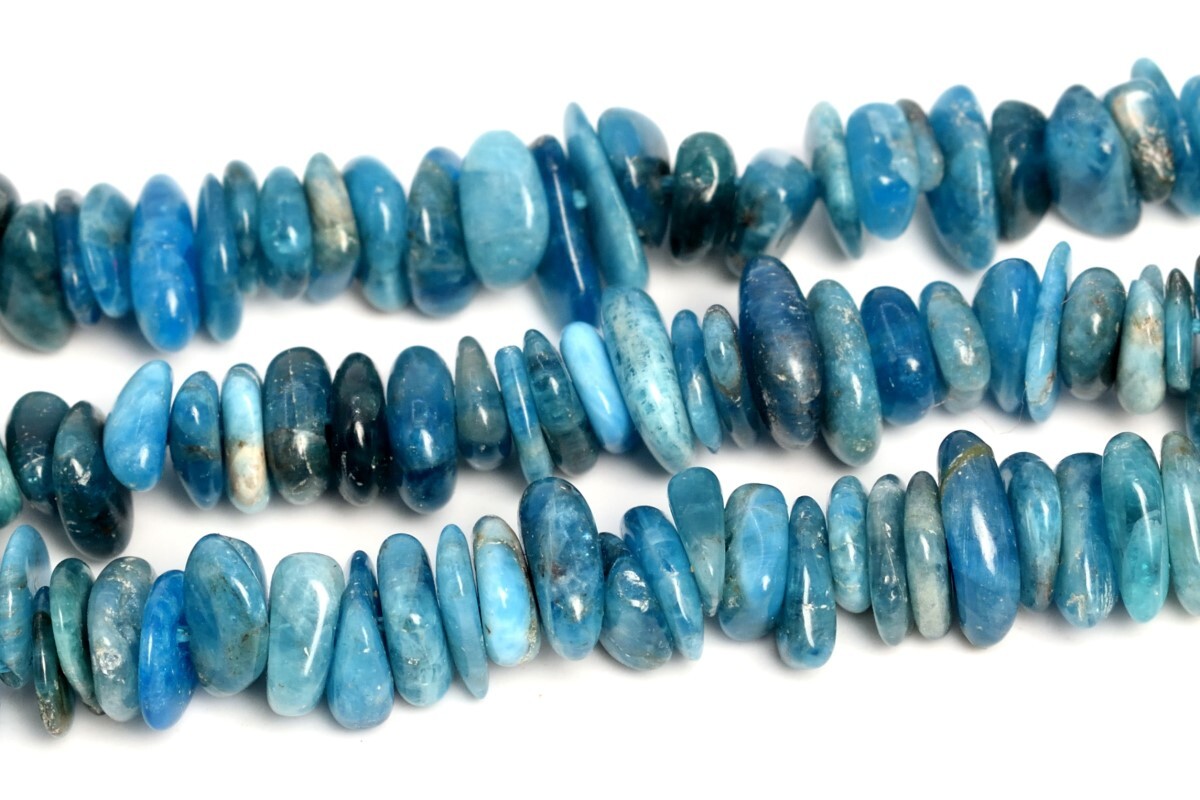 4-10MM Blue Apatite Pebble Chips Grade A Genuine Natural Loose Beads 15″